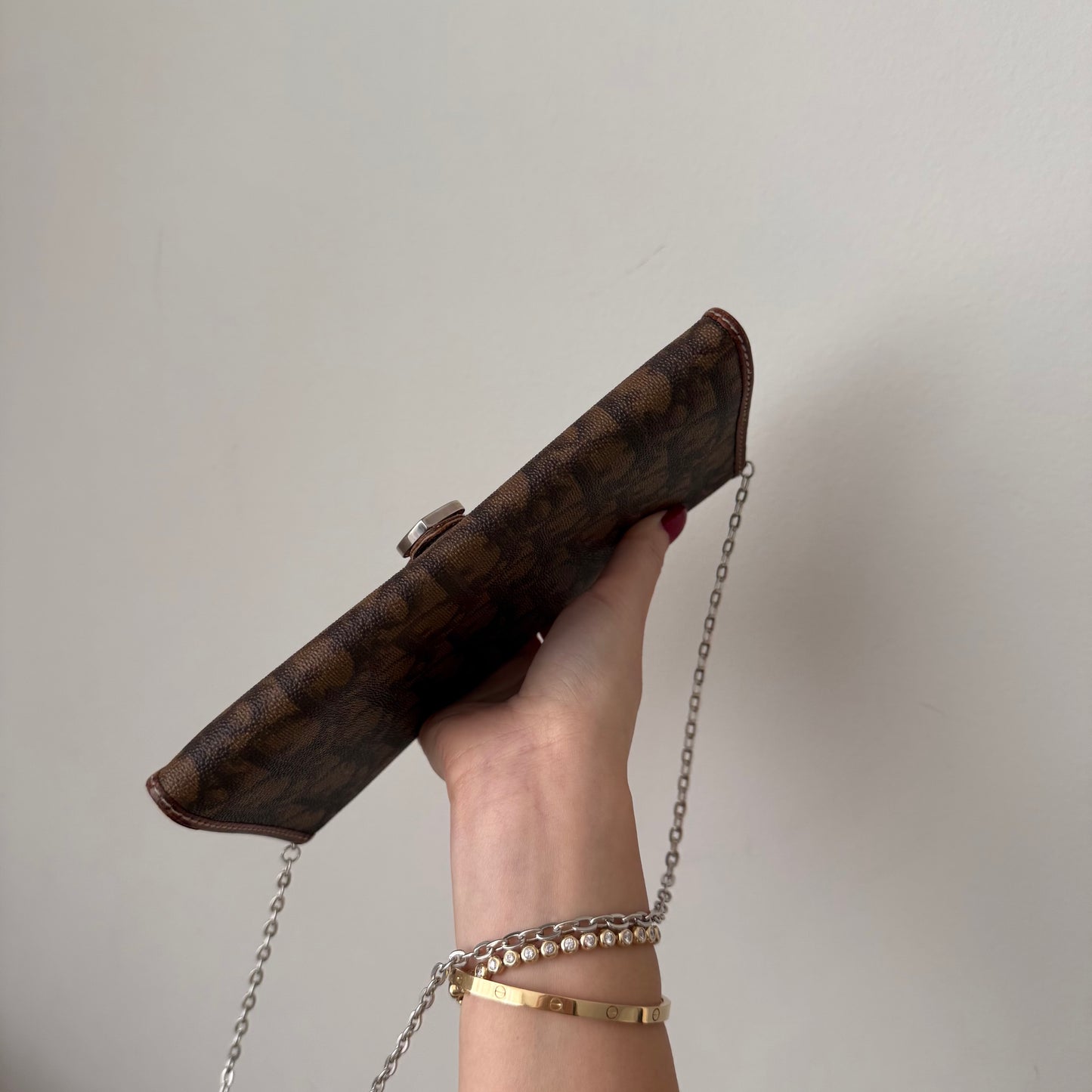 Christian Dior Brown Monogram Romantique Heart Wallet On Chain