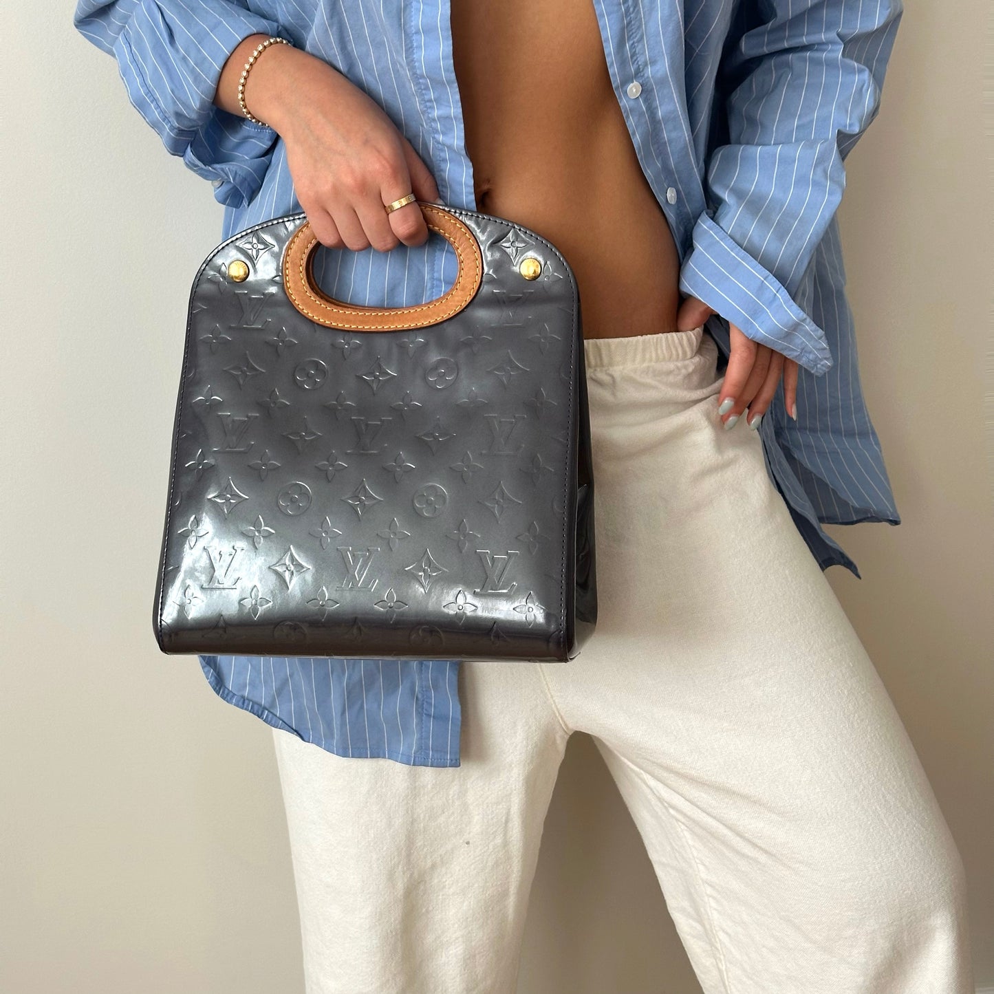 RARE Louis Vuitton Indigo Vernis Maple Drive Handle Bag