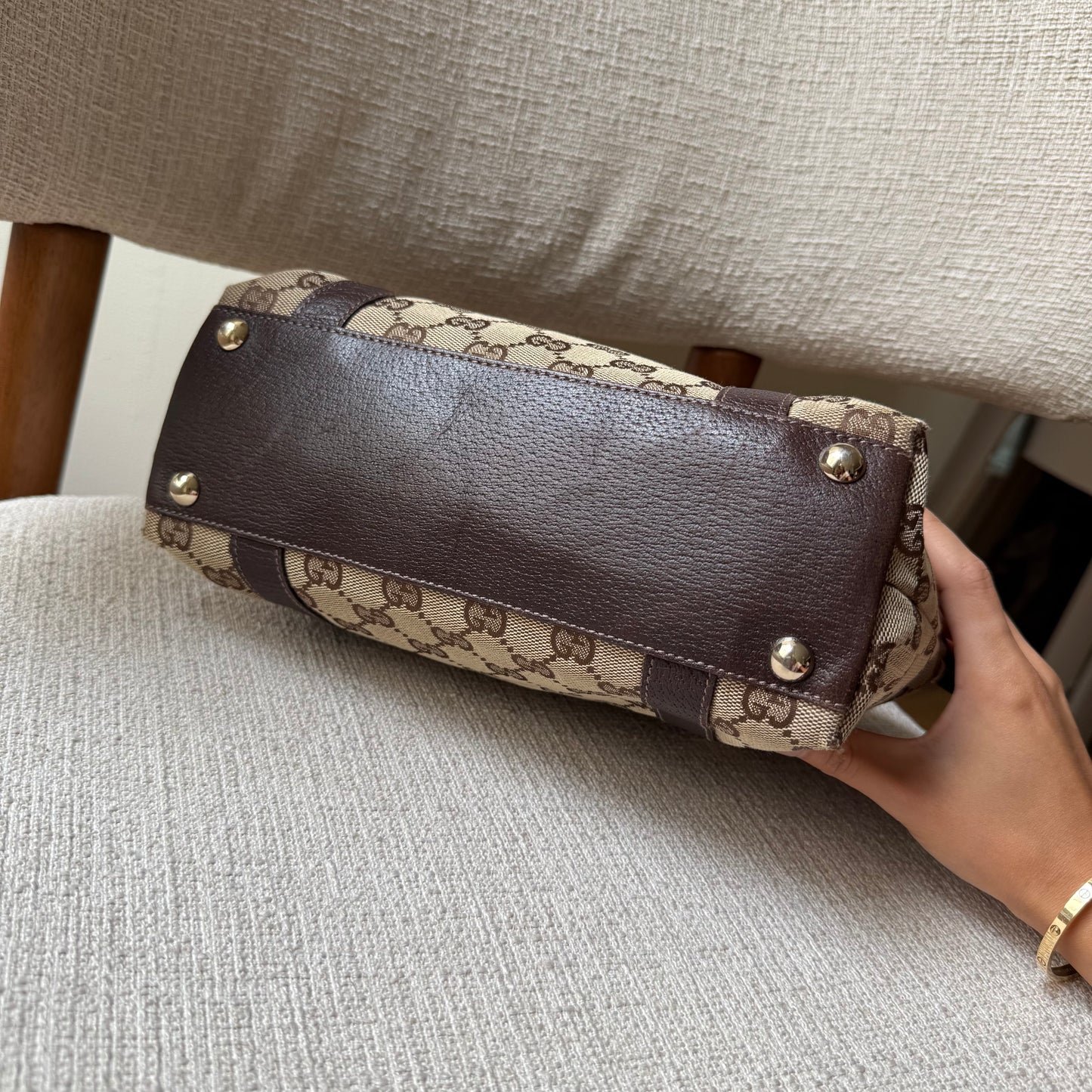 Gucci Brown Monogram Mini Tote Shoulder Bag w/ Dustbag