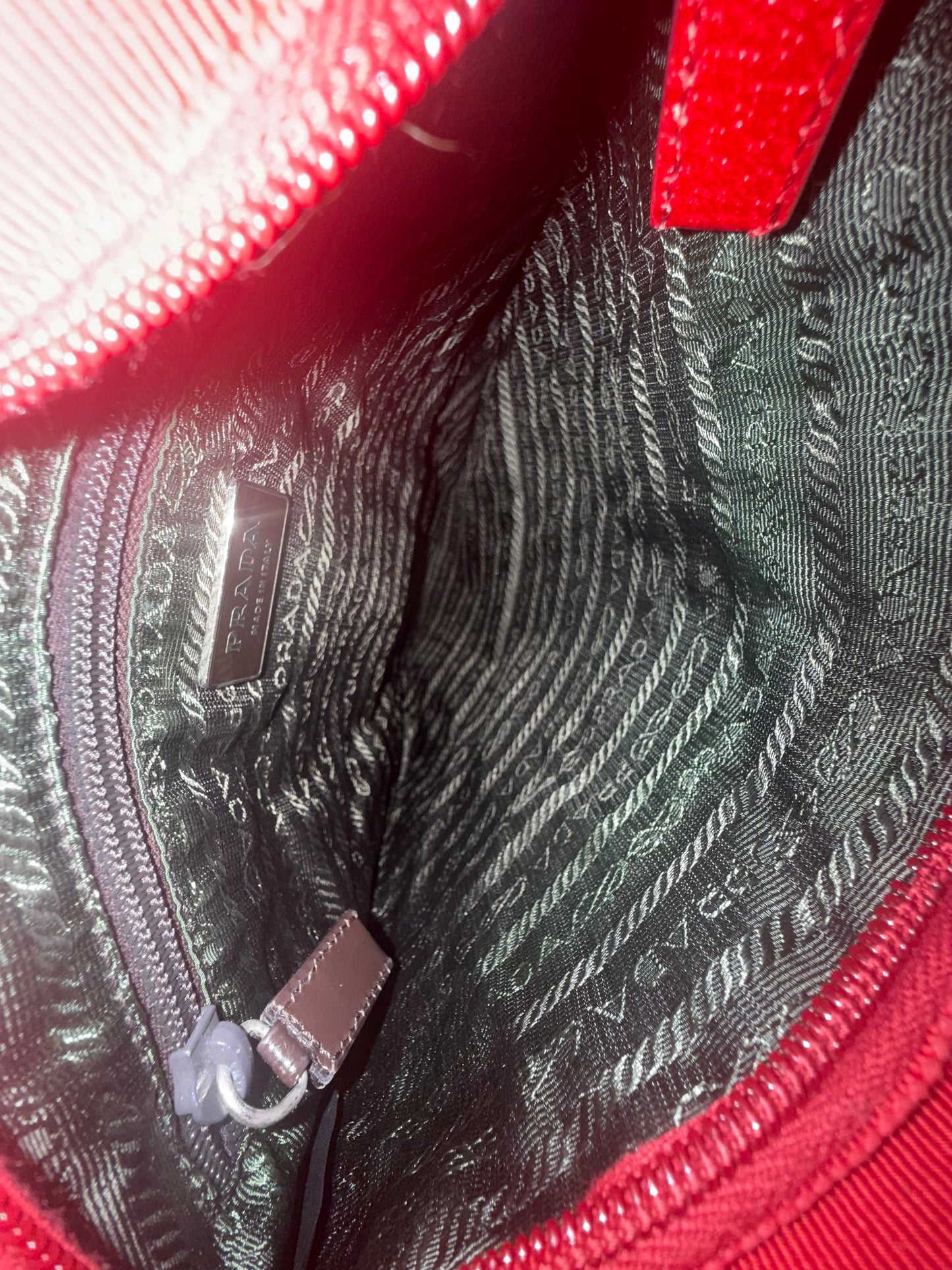 RARE Prada Red Tweed Top Handle Bag