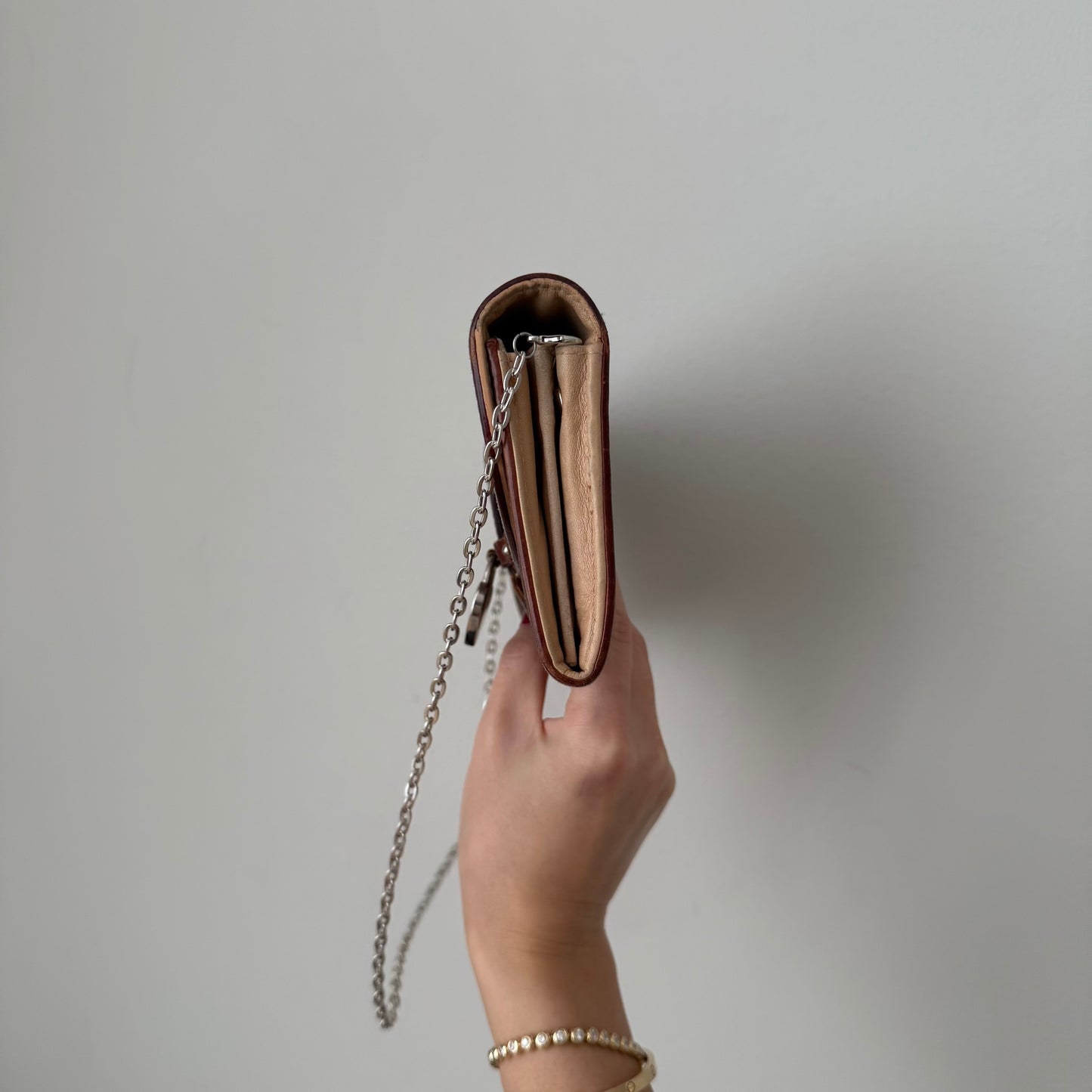 Christian Dior Brown Monogram Romantique Heart Wallet On Chain