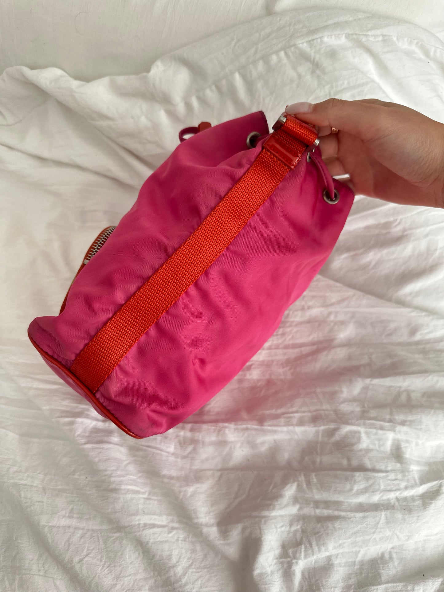 Prada Pink & Orange Cargo Bucket Bag