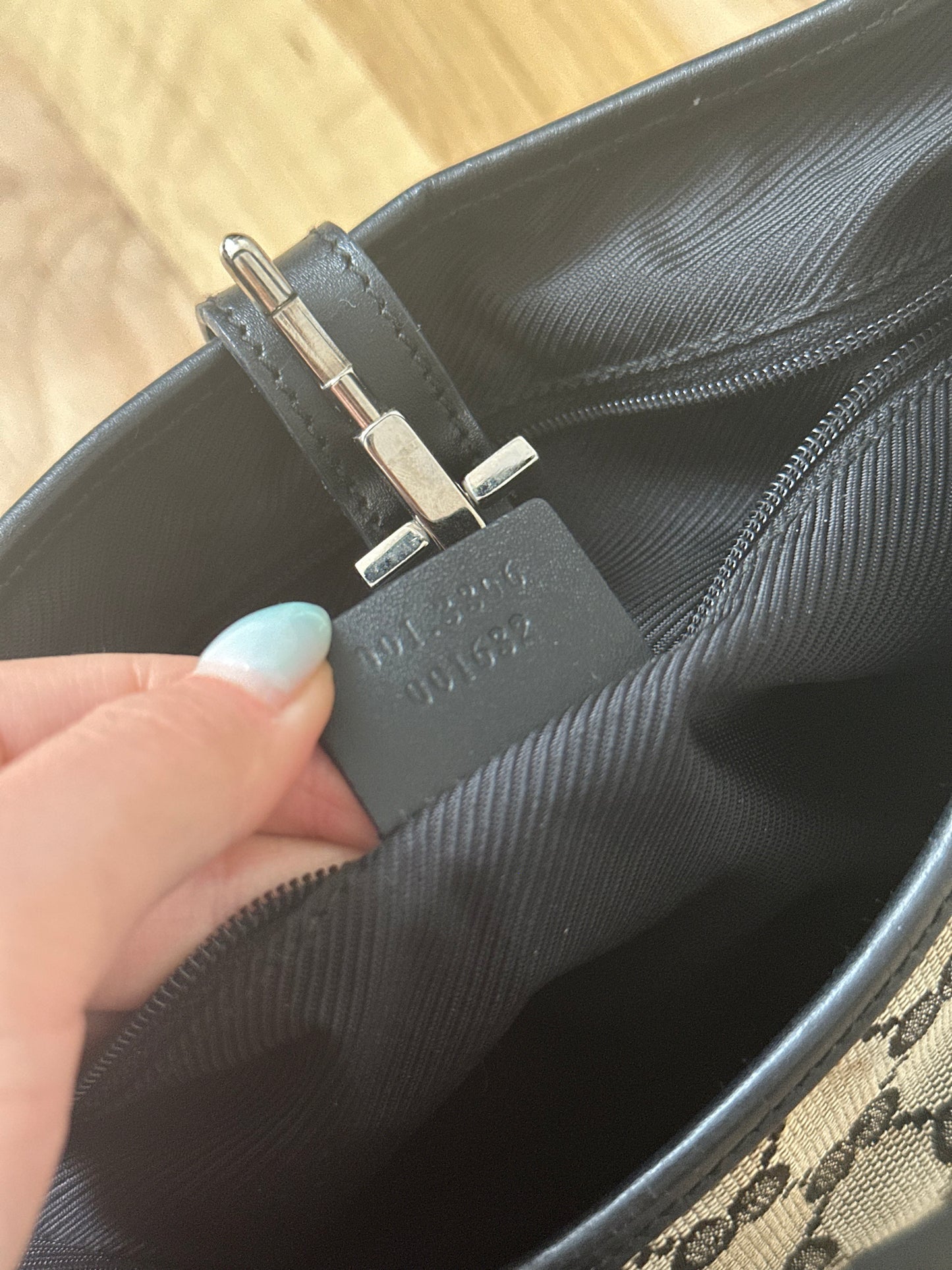 Gucci Black Monogram Jackie O Shoulder Bag