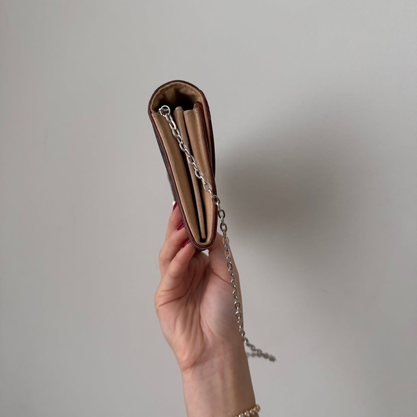 Christian Dior Brown Monogram Romantique Heart Wallet On Chain