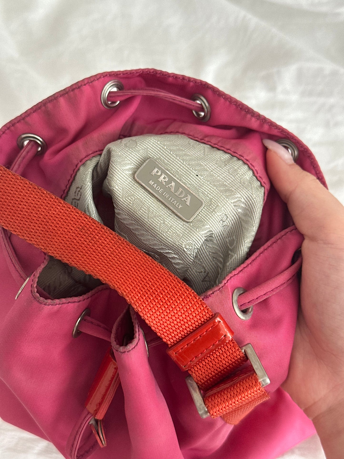 Prada Pink & Orange Cargo Bucket Bag