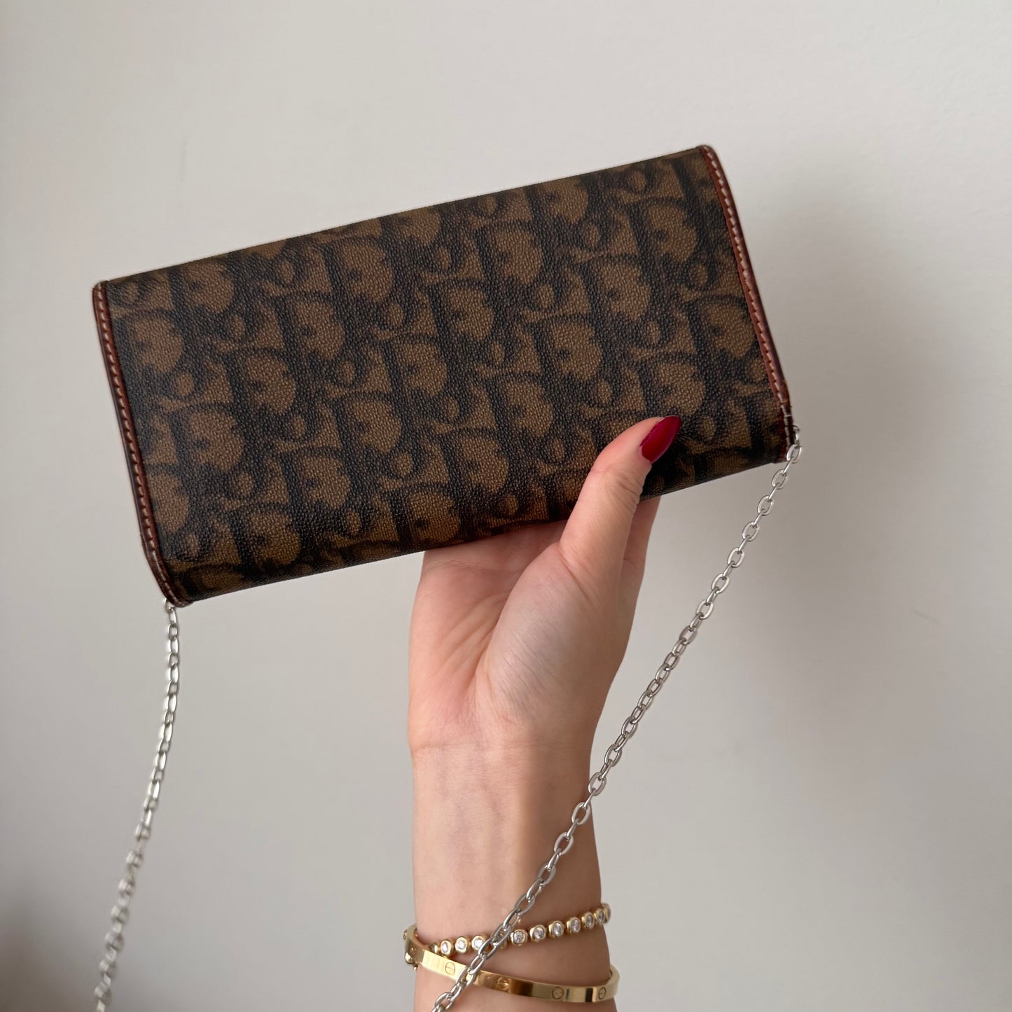 Christian Dior Brown Monogram Romantique Heart Wallet On Chain