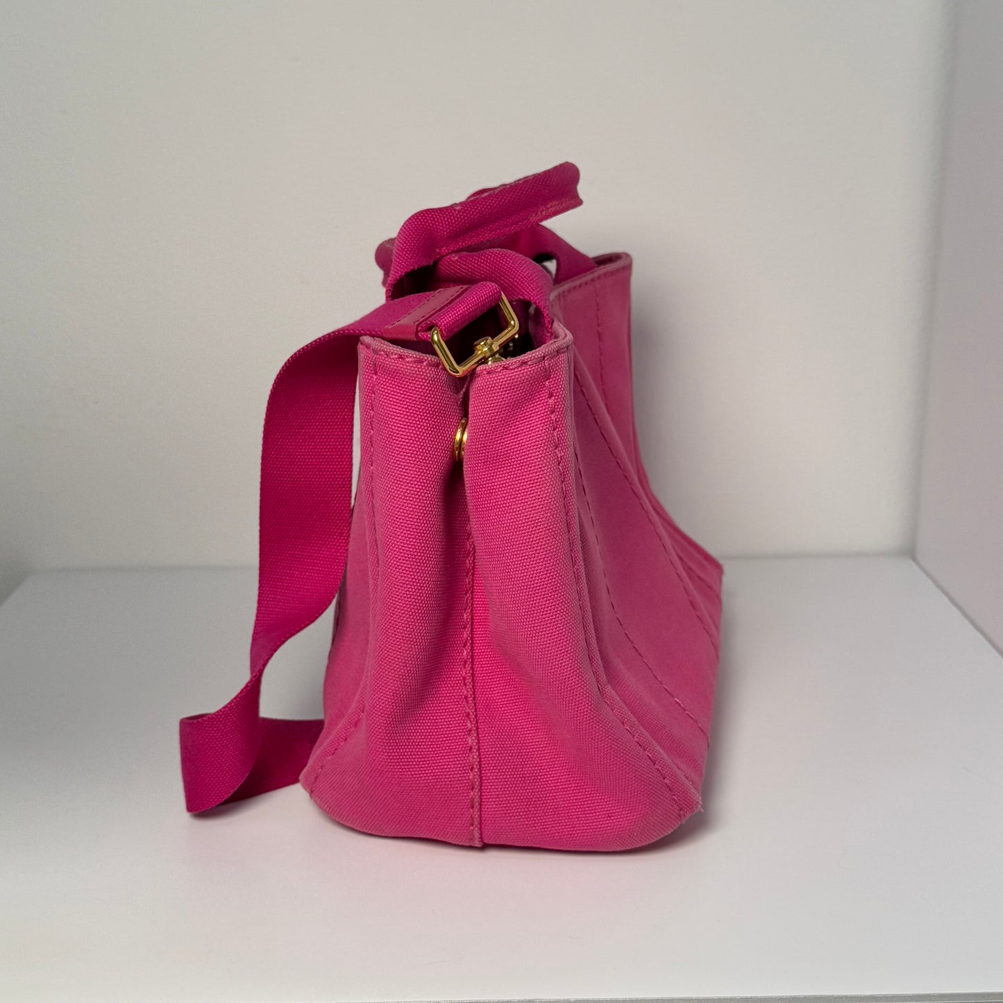 Prada Small Pink Canapa Tote w/ Strap