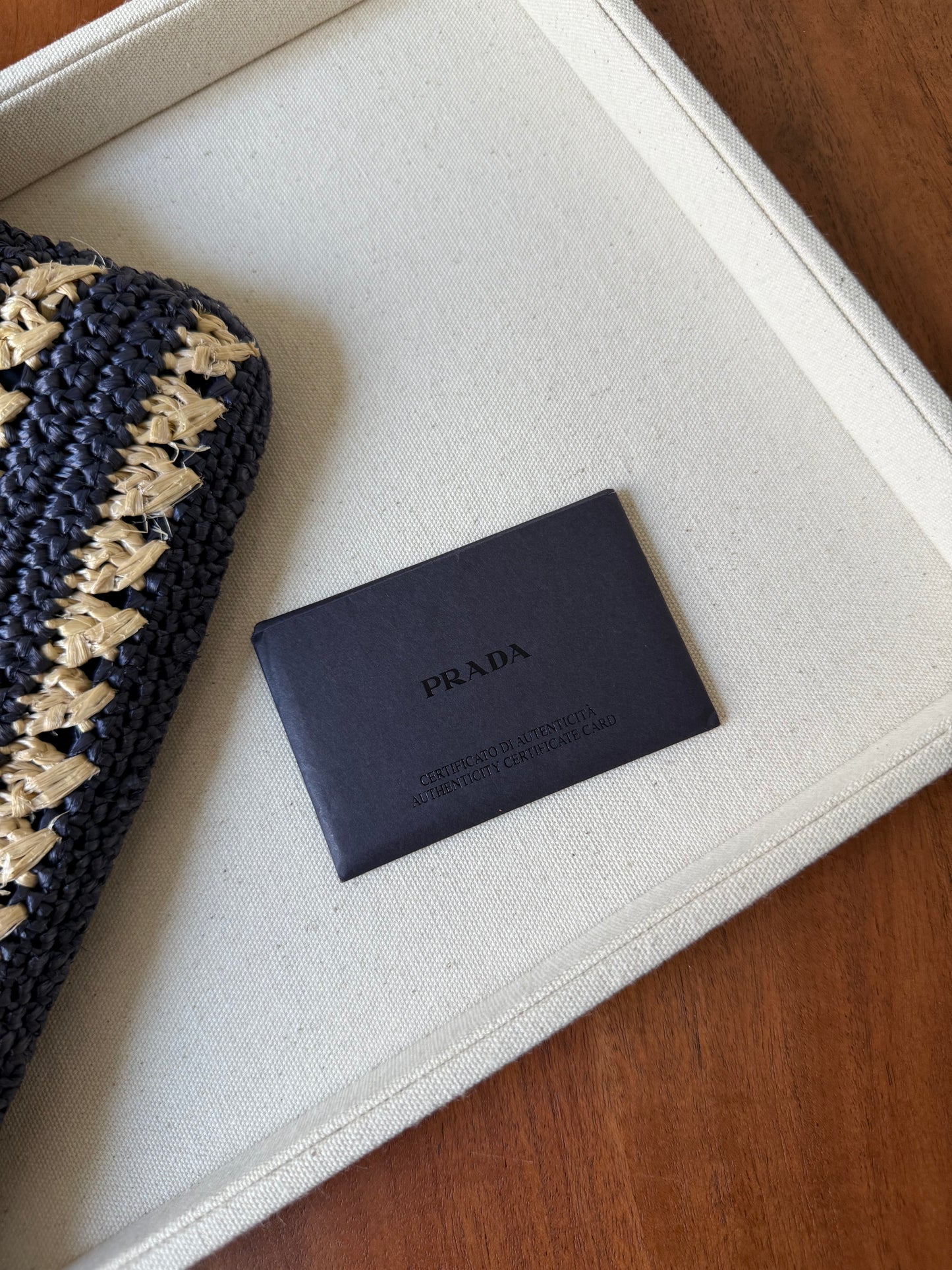Prada RARE Blue Striped Raffia Shoulder Bag