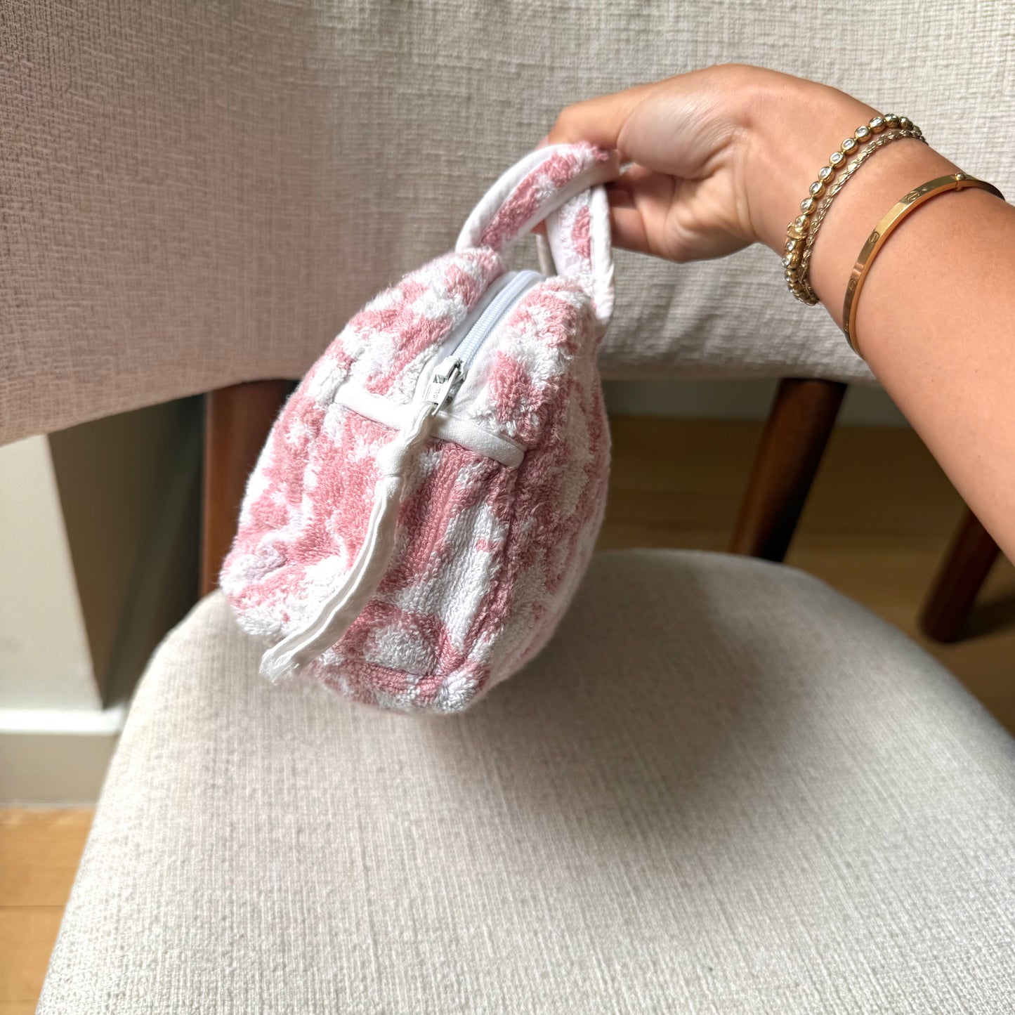 Christian Dior Pink Monogram Terry Cloth Bag