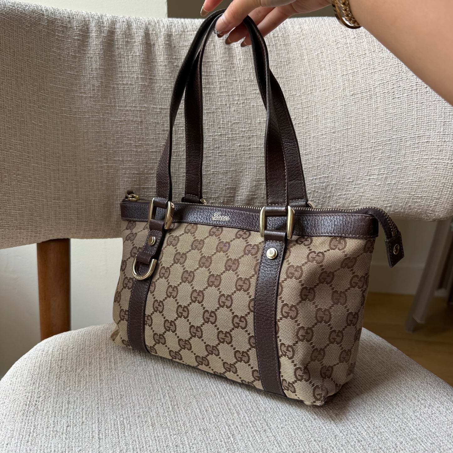 Gucci Brown Monogram Mini Tote Shoulder Bag w/ Dustbag