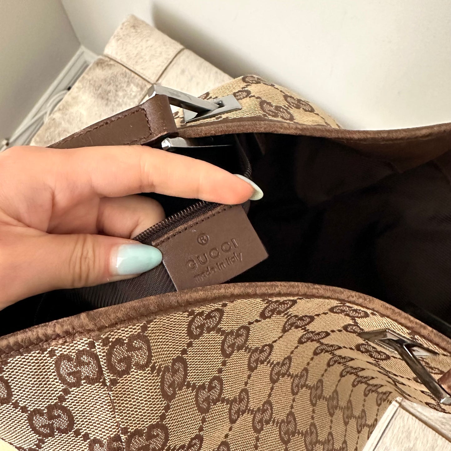 Gucci Brown Monogram Bucket Bag