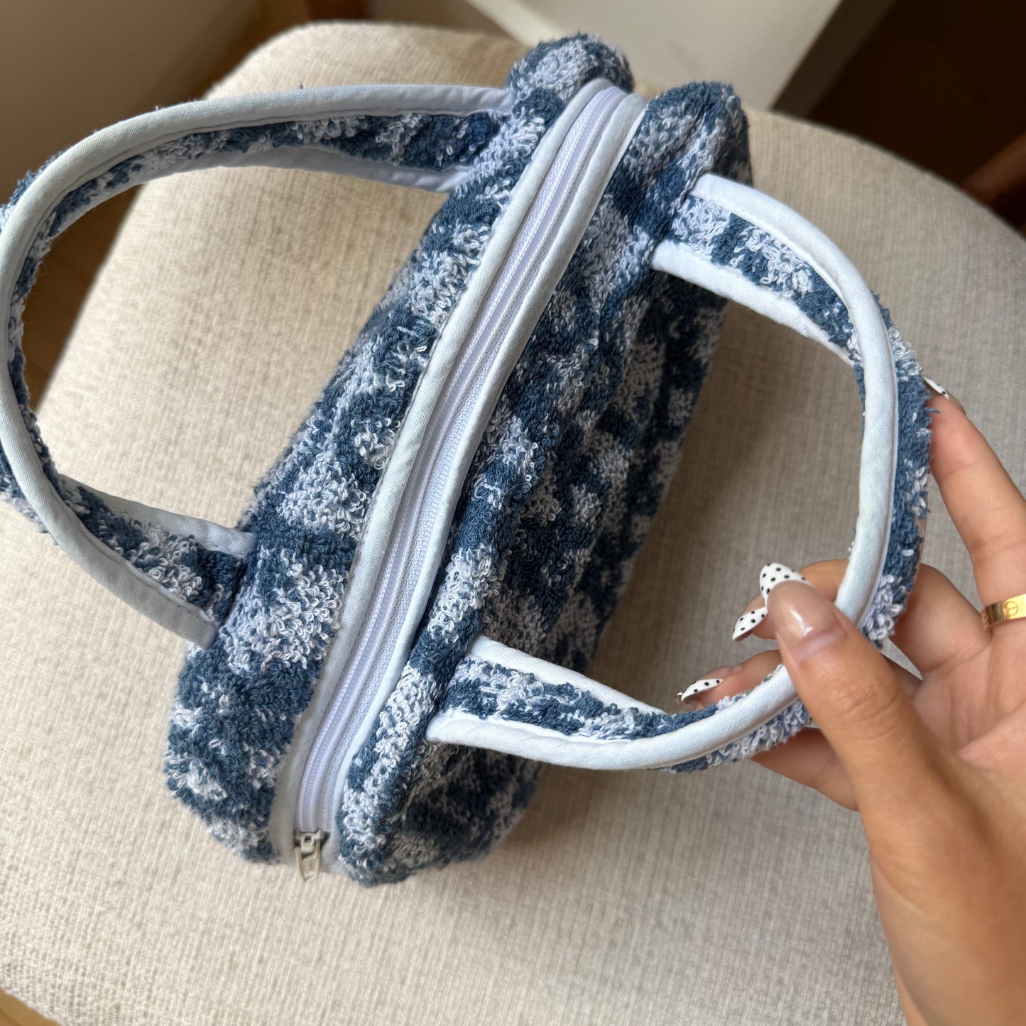 Dior Blue Monogram Terry Cloth Top Handle Bag