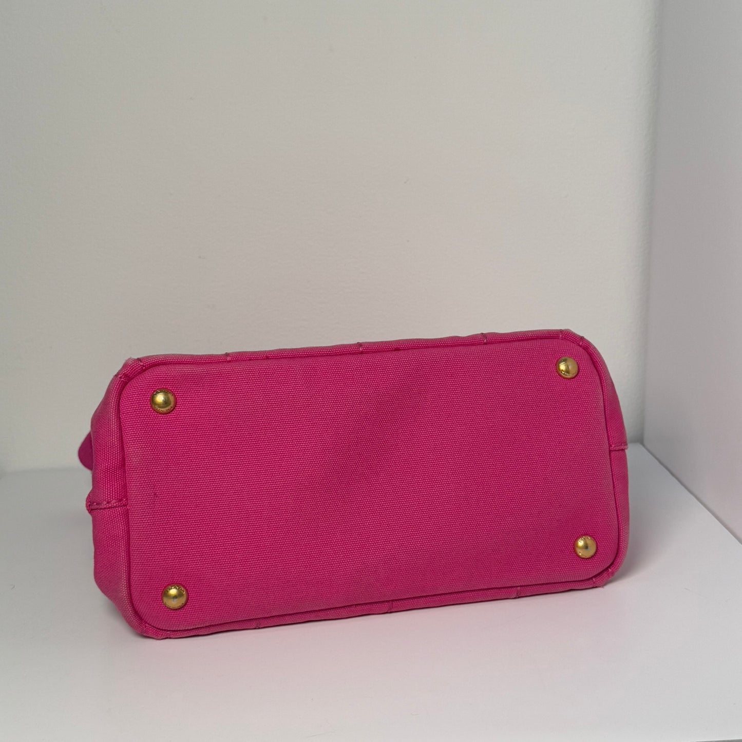 Prada Small Pink Canapa Tote w/ Strap