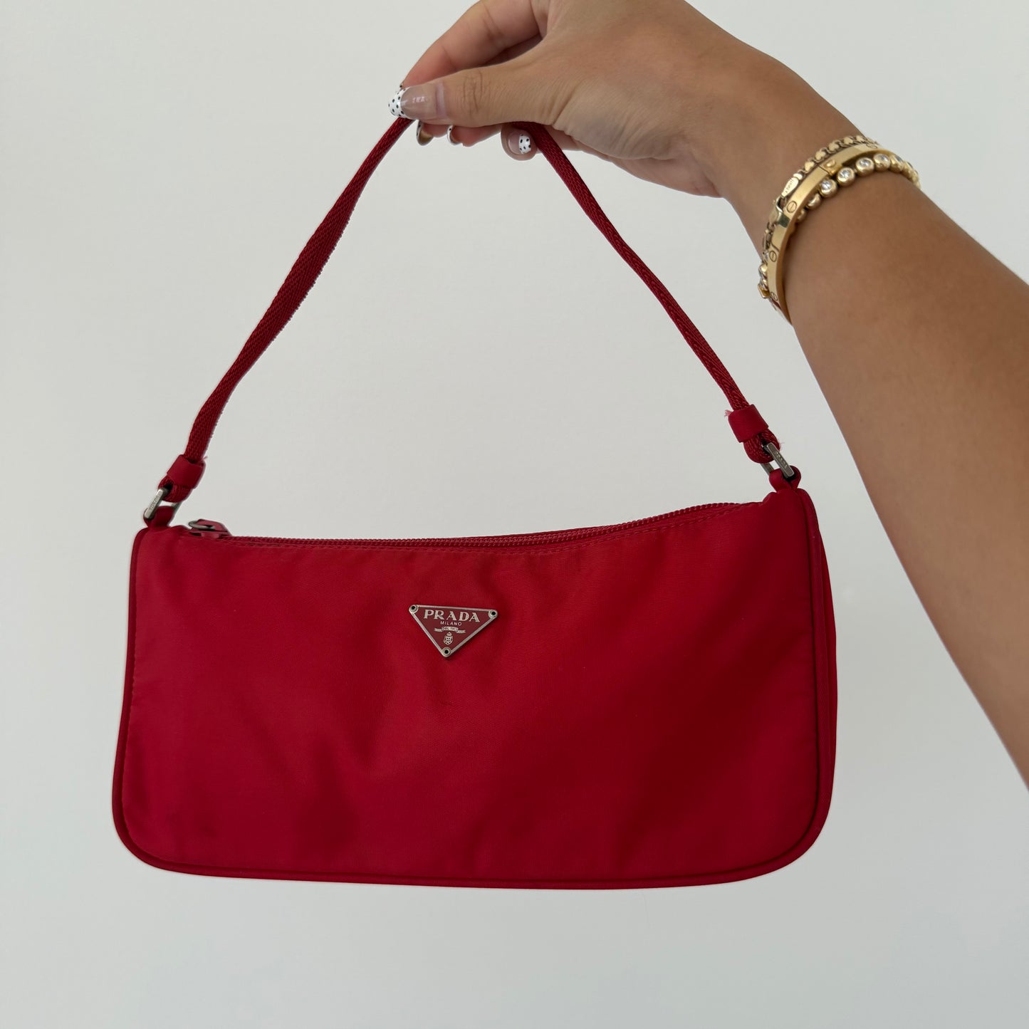 Prada Red Nylon Small Pochette Bag