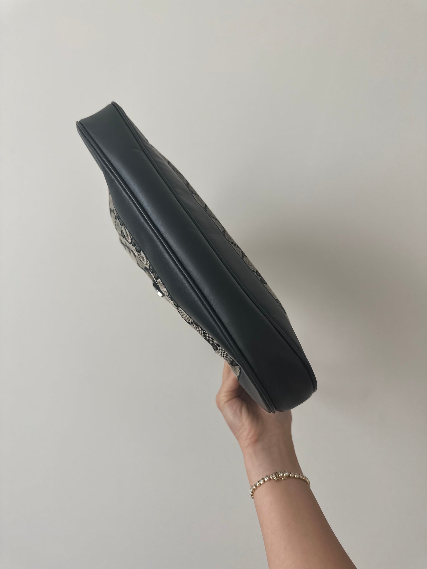 Gucci Black Monogram Jackie O Shoulder Bag
