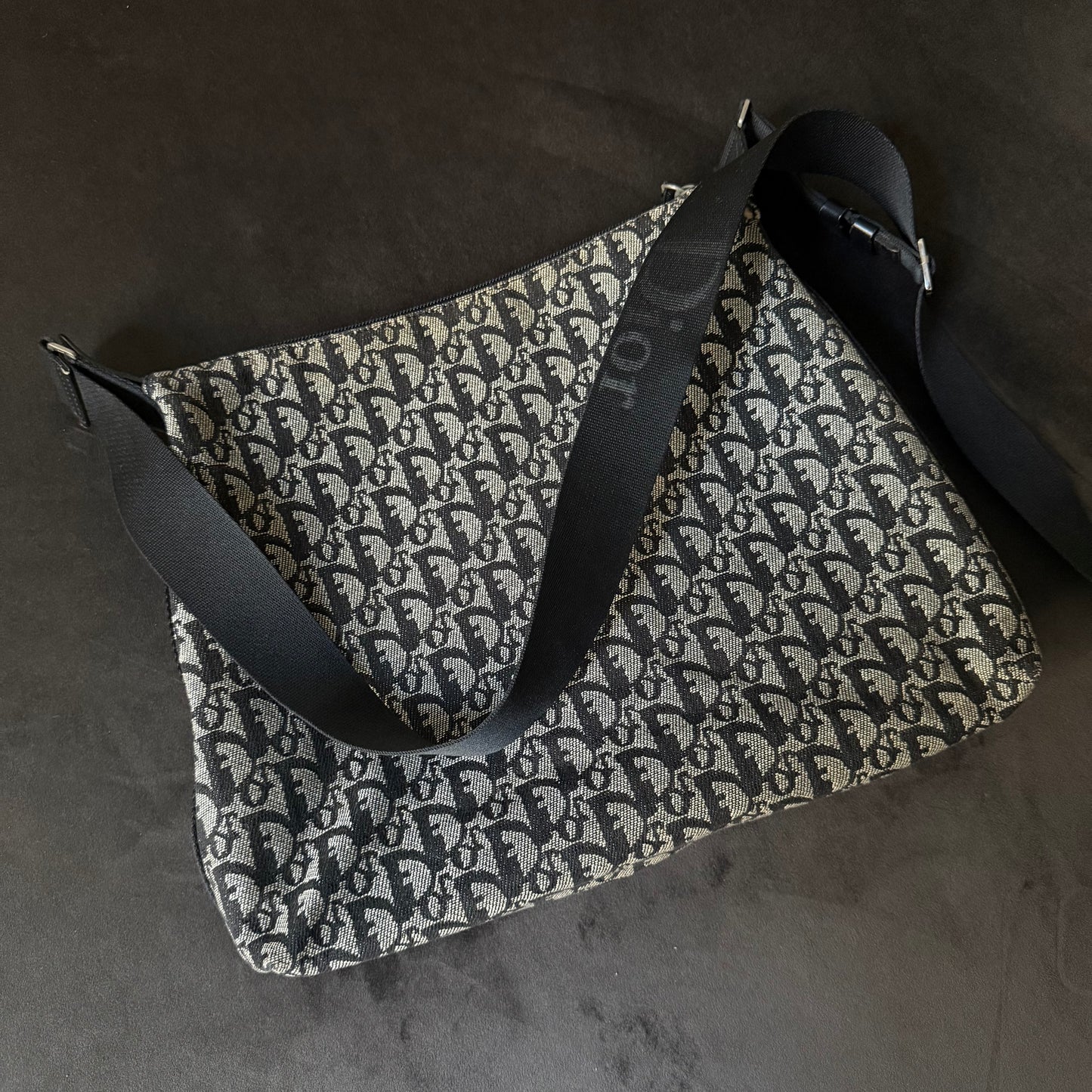 Christian Dior Black Monogram Trotter Crossbody Bag