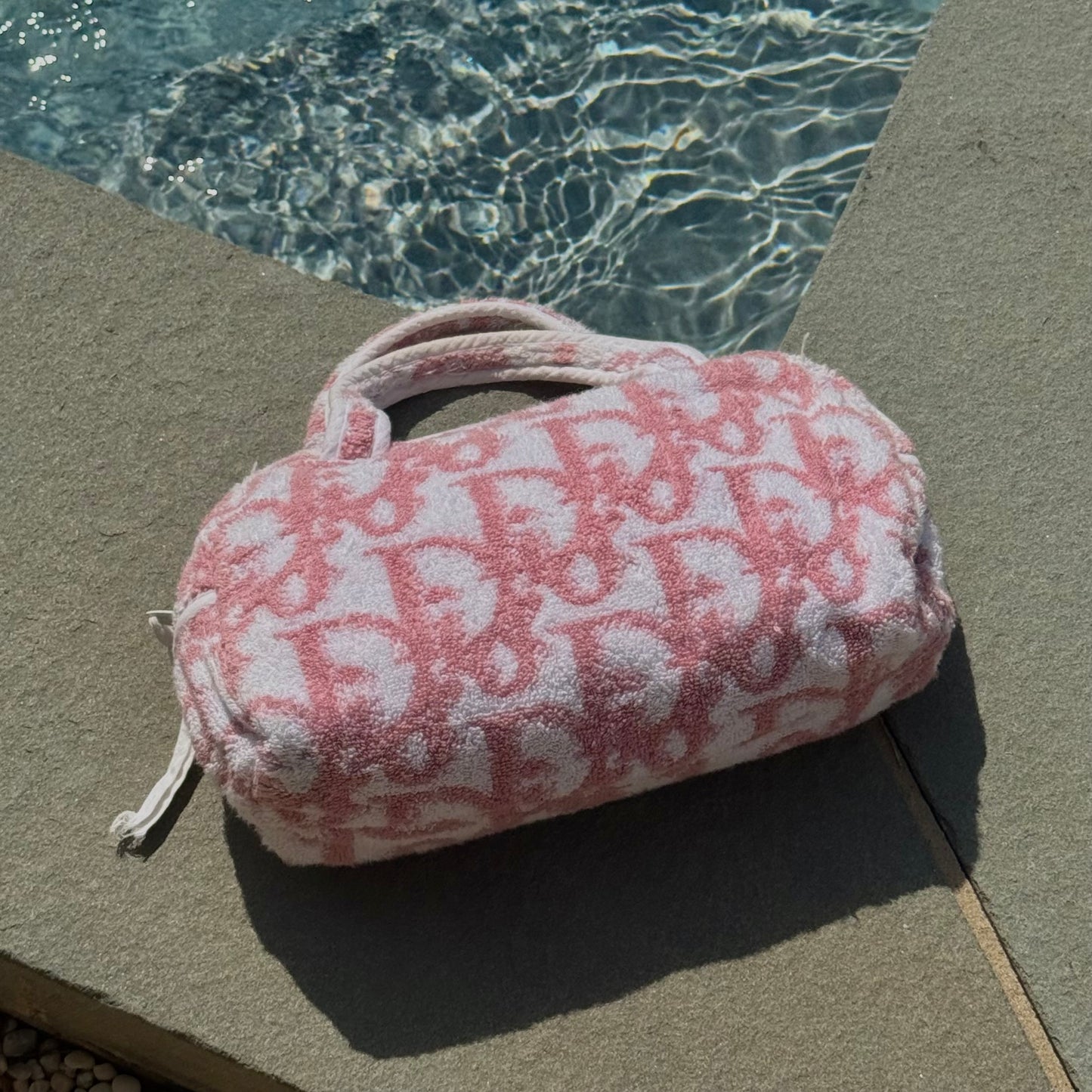 Christian Dior Pink Monogram Terry Cloth Bag