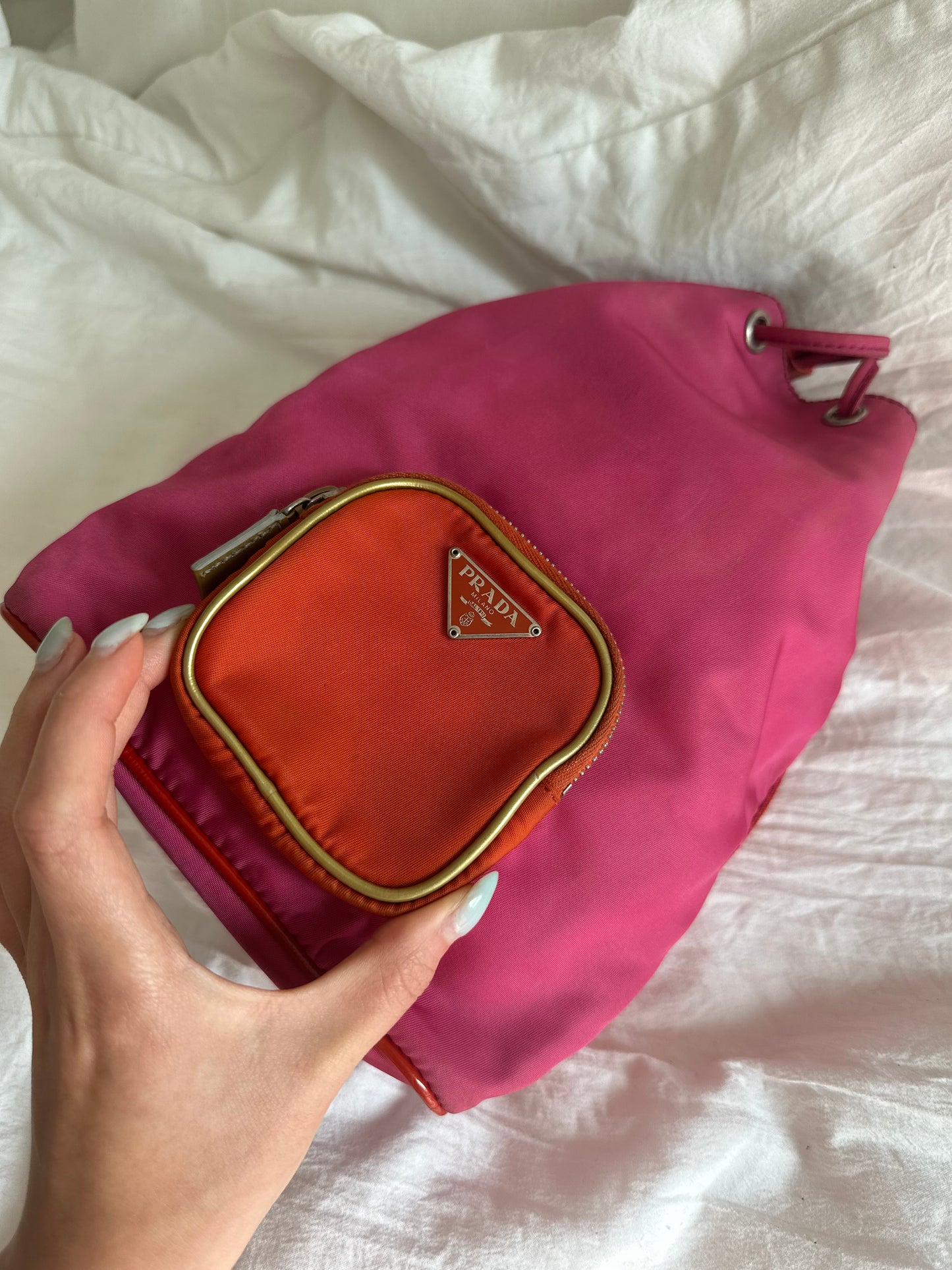Prada Pink & Orange Cargo Bucket Bag