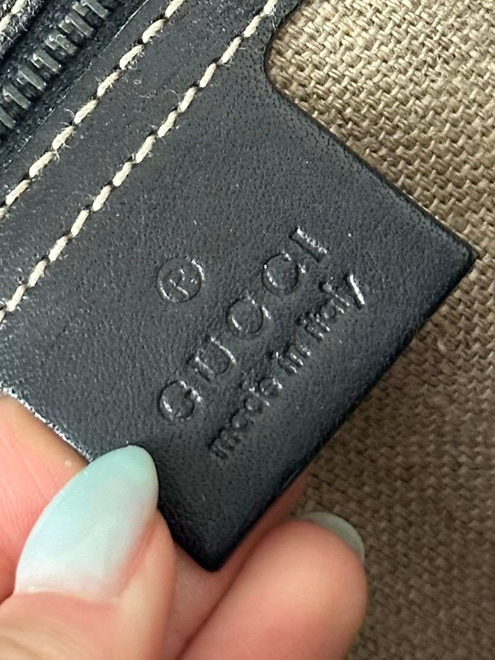 Gucci Black Leather Rose Gold Tonal Stitching Shoulder Bag