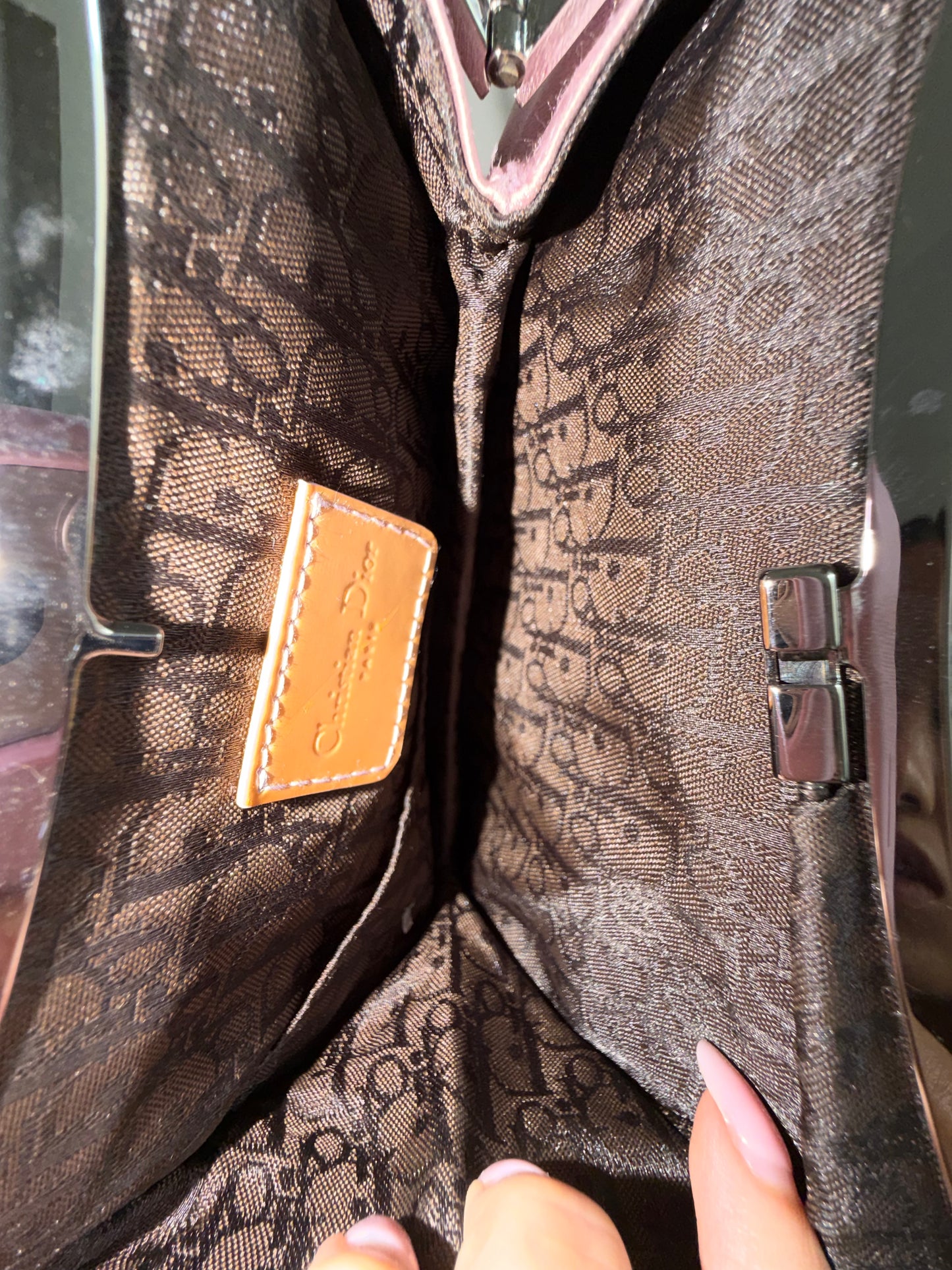 RARE Christian Dior Satin Pink Orange Mini Evening Saddle Bag