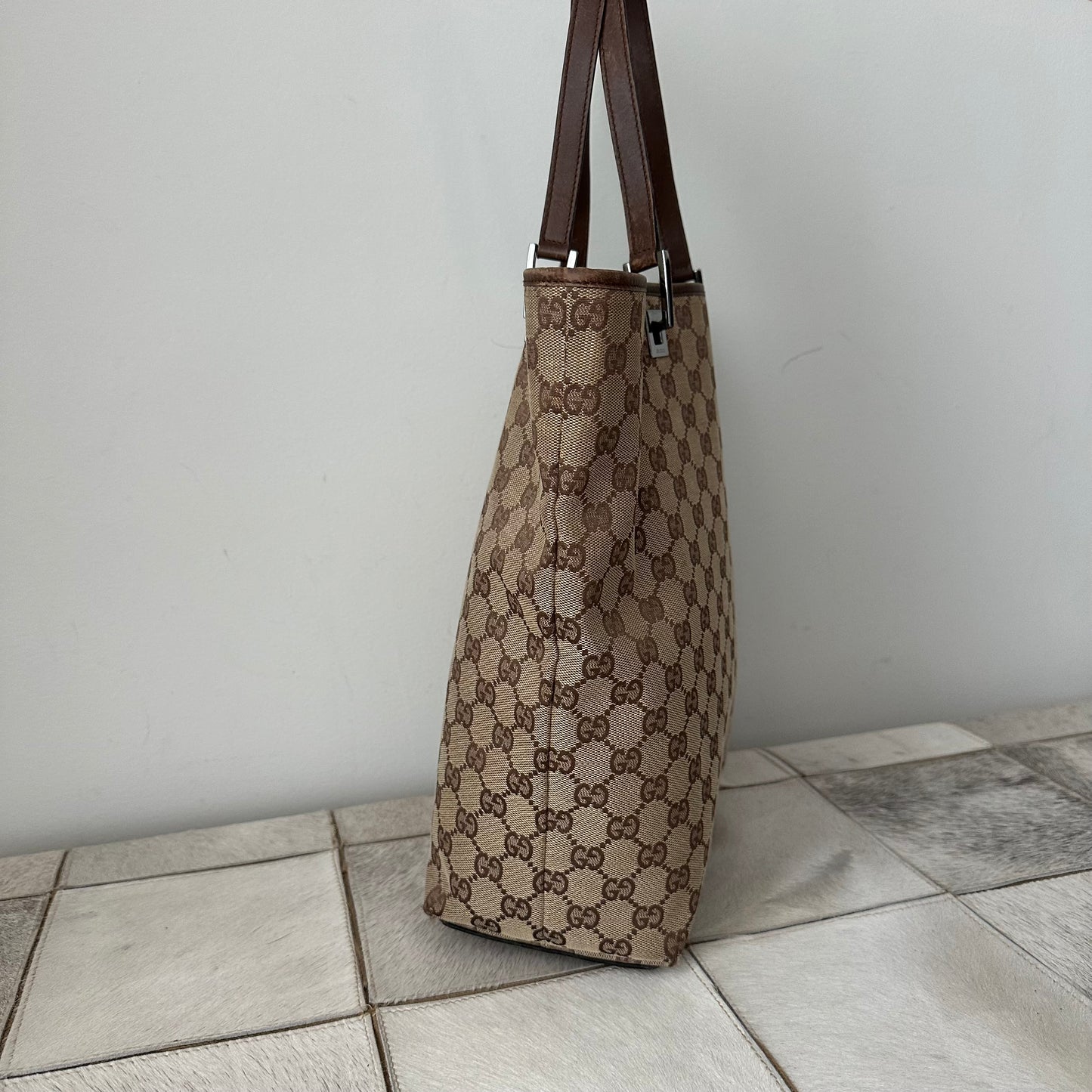 Gucci Brown Monogram Bucket Bag