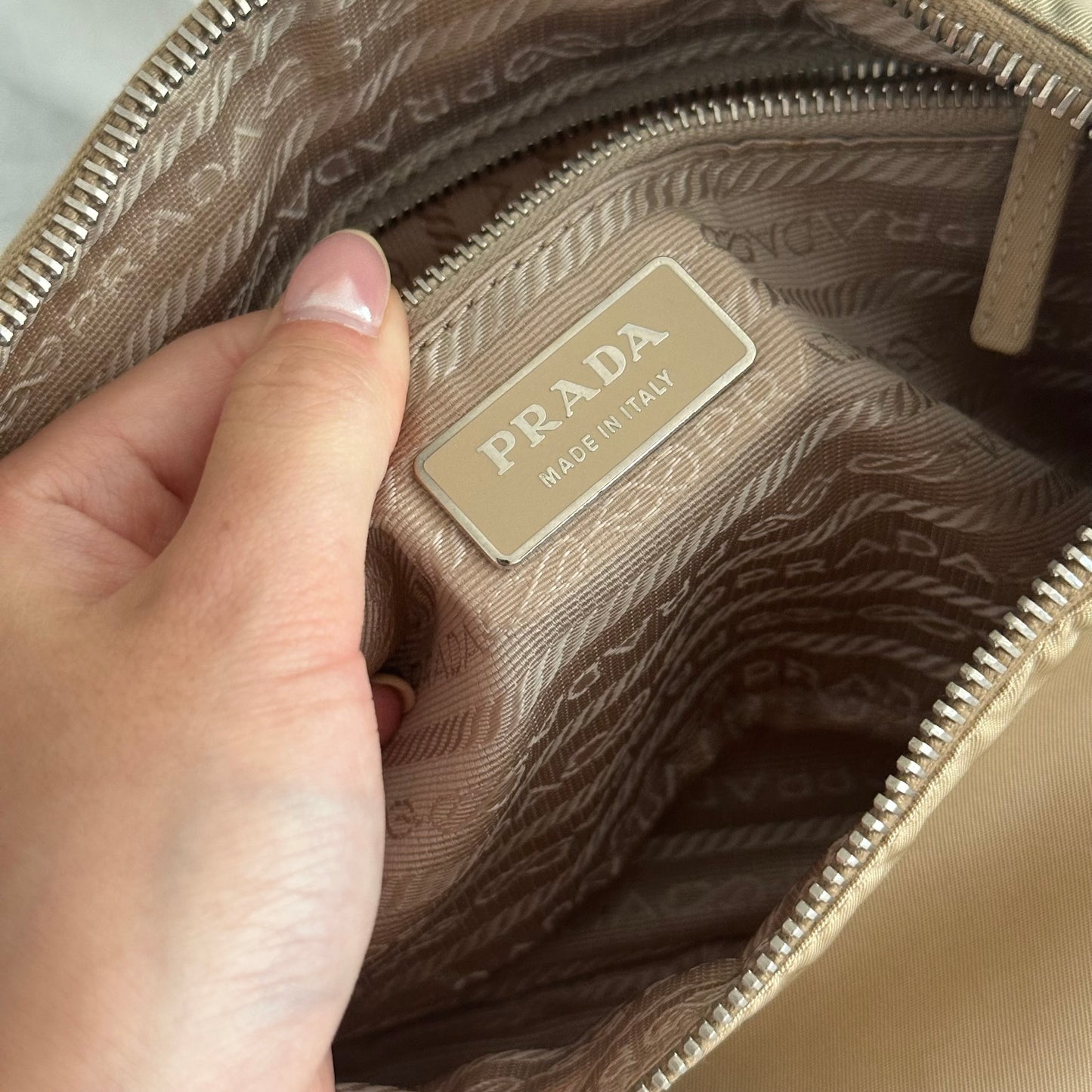 Prada Blue & Beige Shoulder Bag