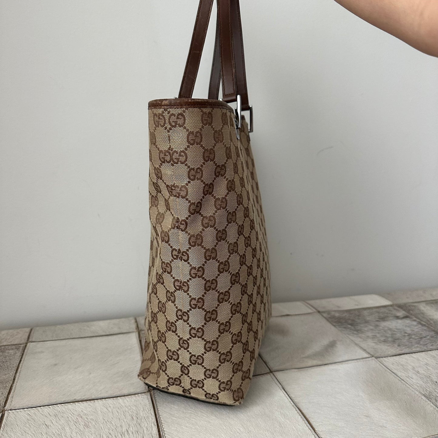 Gucci Brown Monogram Bucket Bag