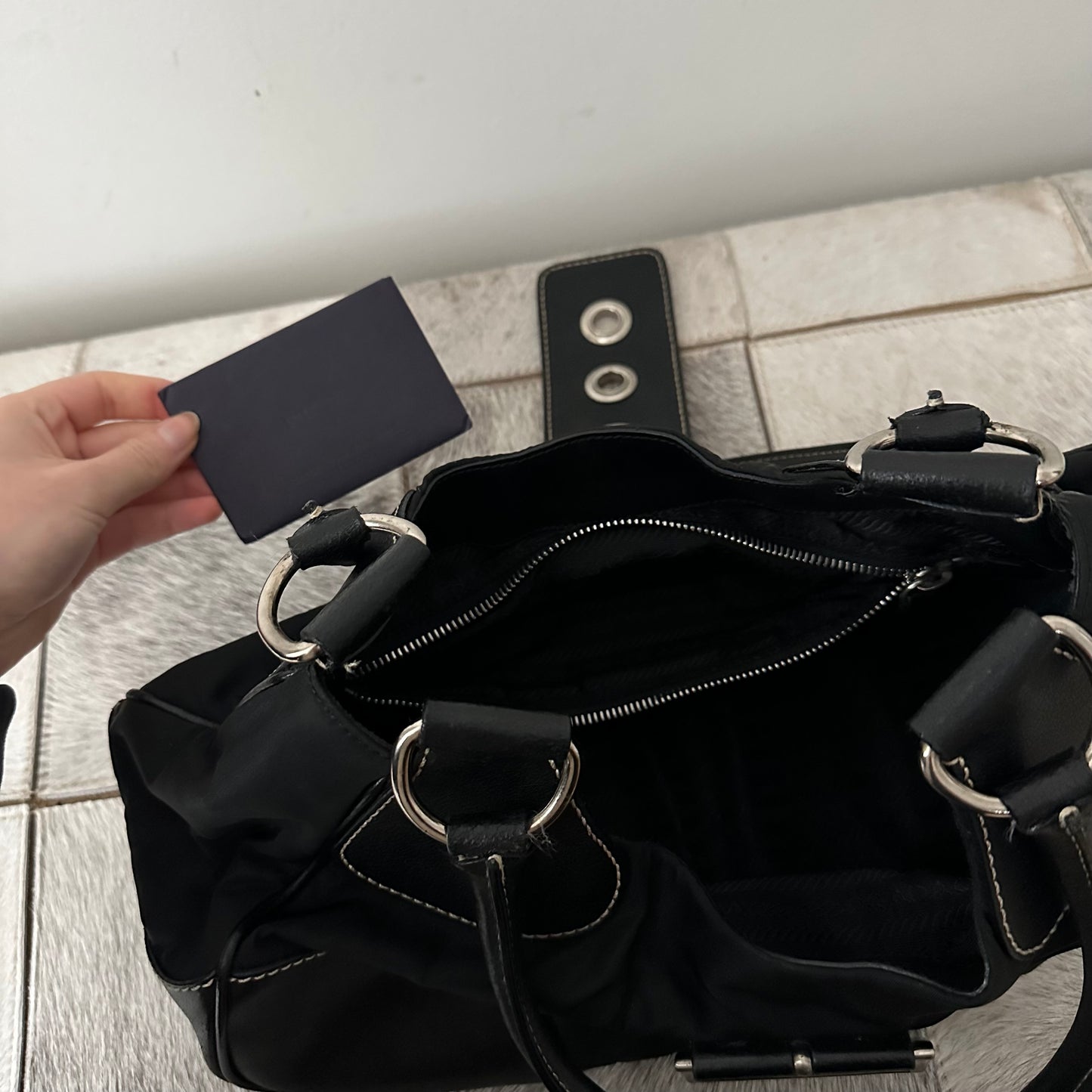 Prada Black Silver Moon Bag
