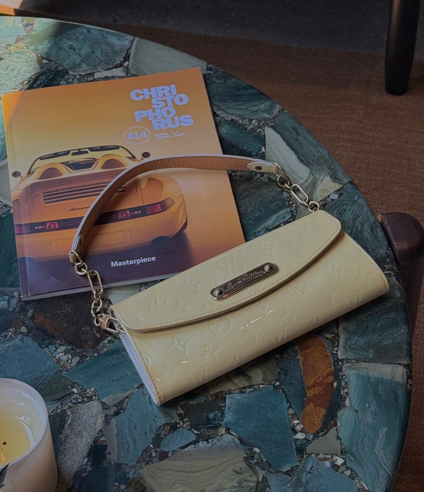 Louis Vuitton Yellow Vernis Sunset Boulevard Shoulder Bag