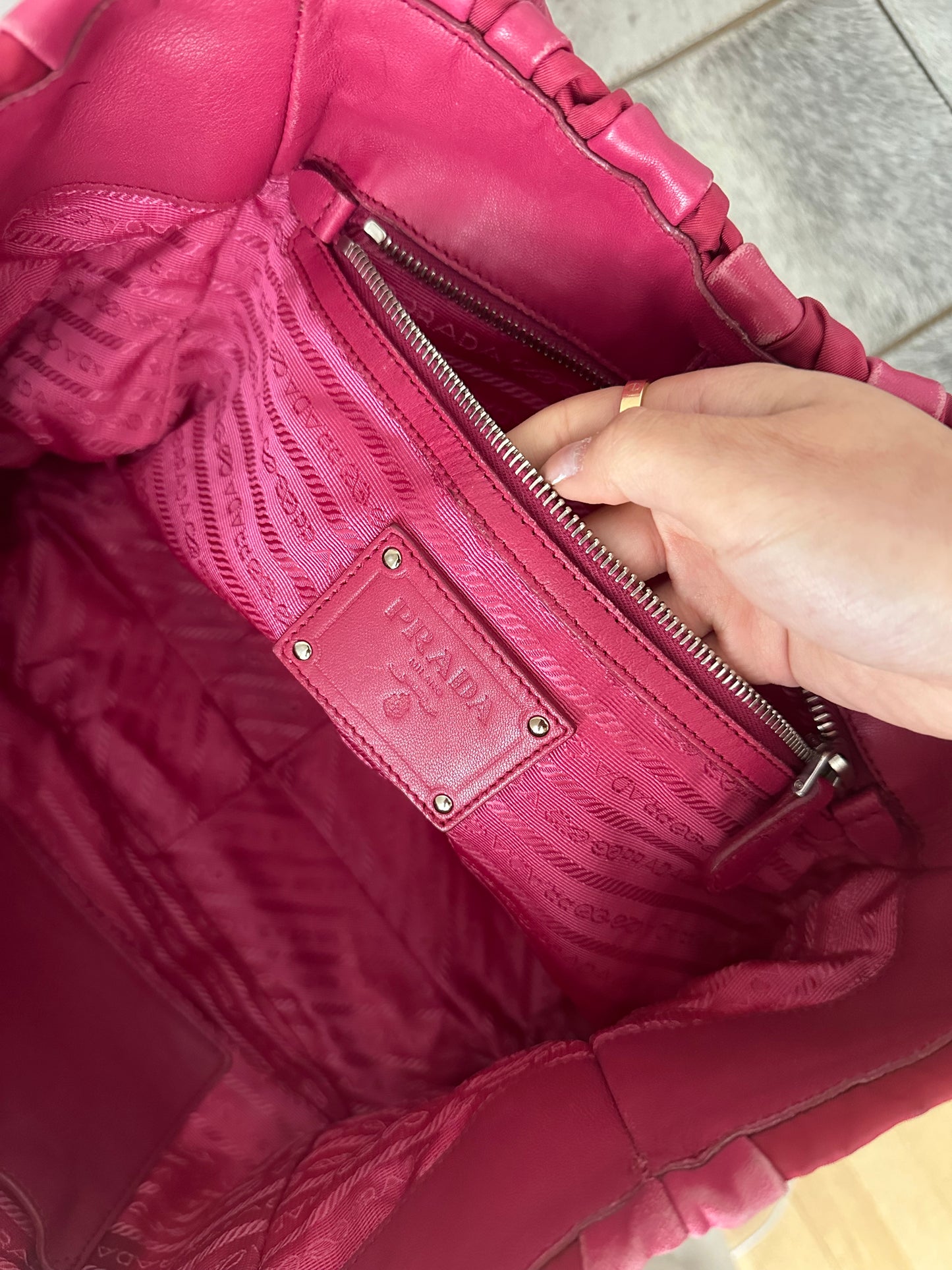 Prada Pink Leather Nylon Tote w/ Dustbag
