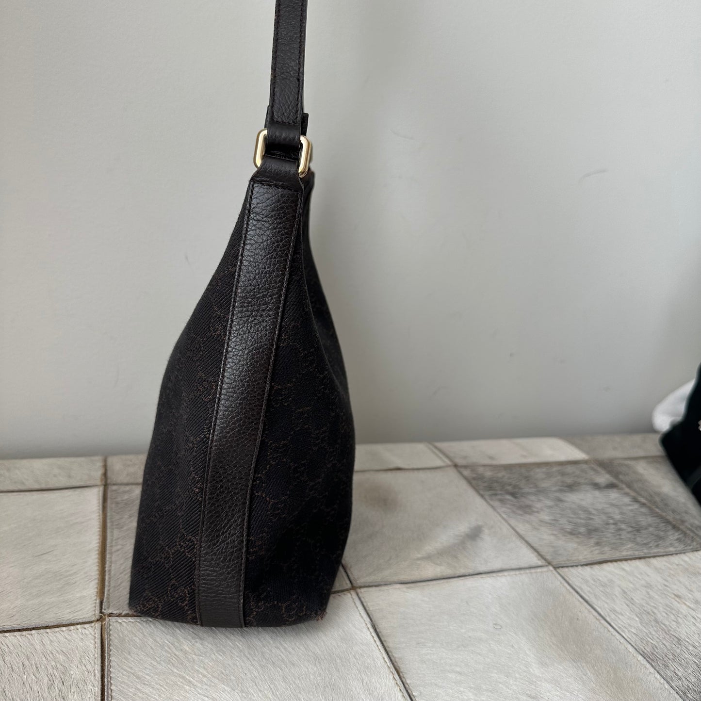 Gucci Brown Monogram Shoulder Bag w/ Dustbag