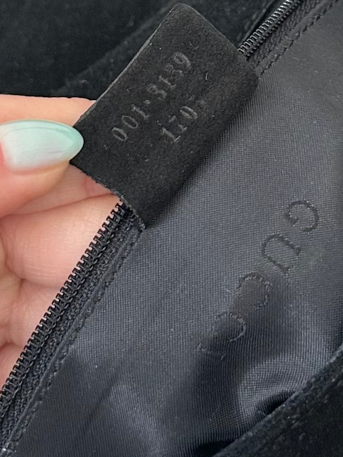 Gucci Black Suede Bamboo Handle Bag