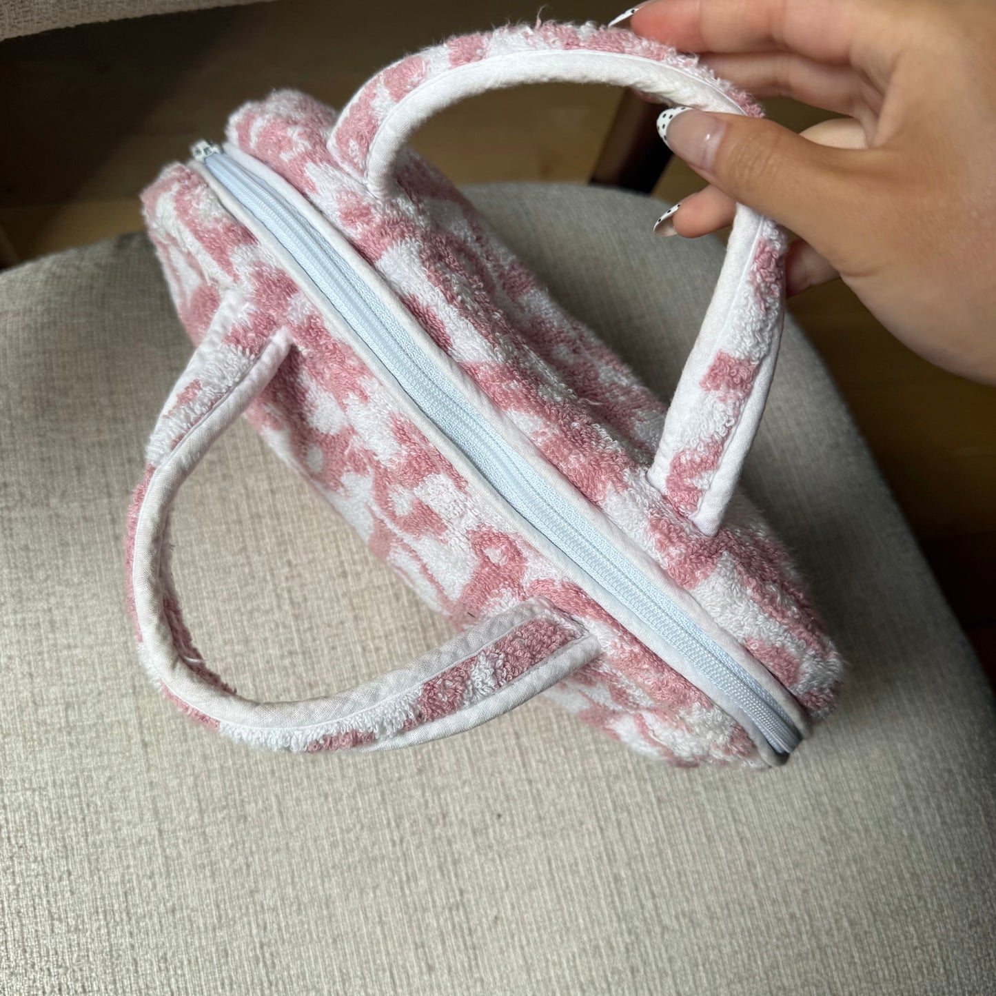 Christian Dior Pink Monogram Terry Cloth Bag