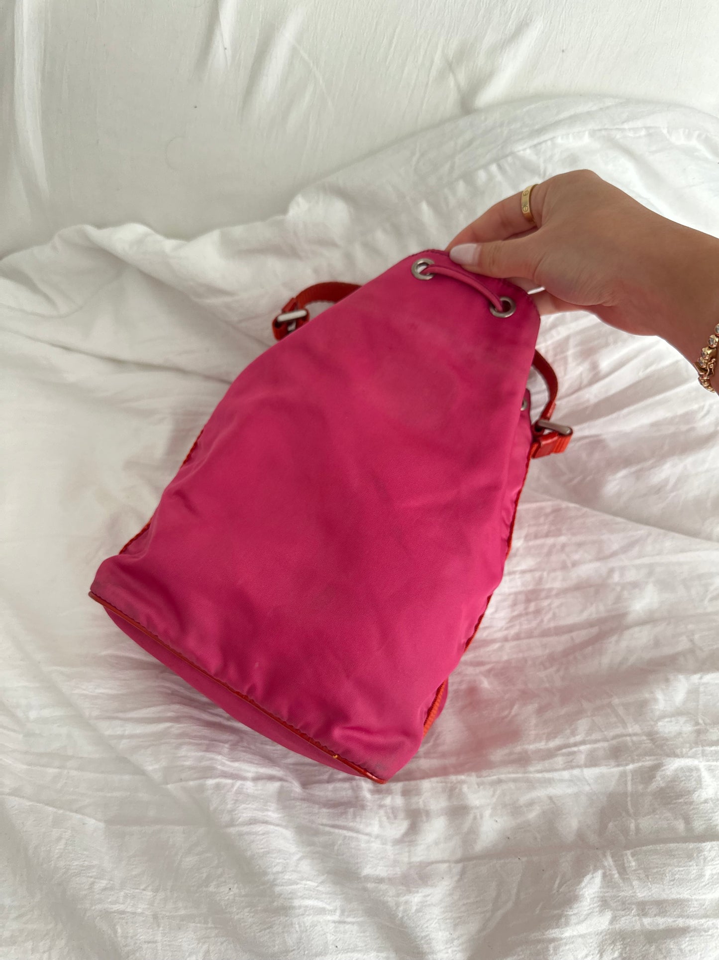 Prada Pink & Orange Cargo Bucket Bag