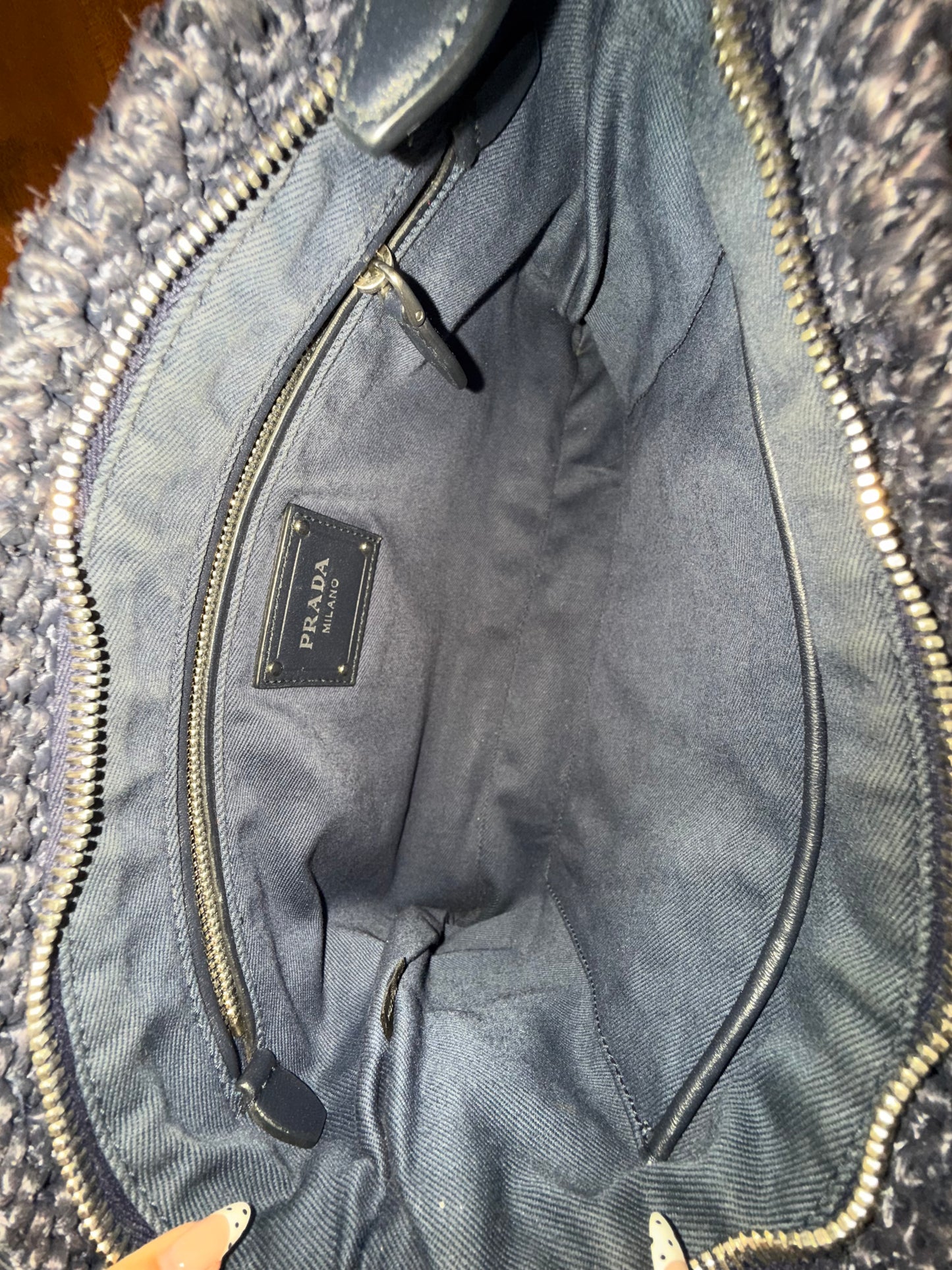 Prada RARE Blue Striped Raffia Shoulder Bag