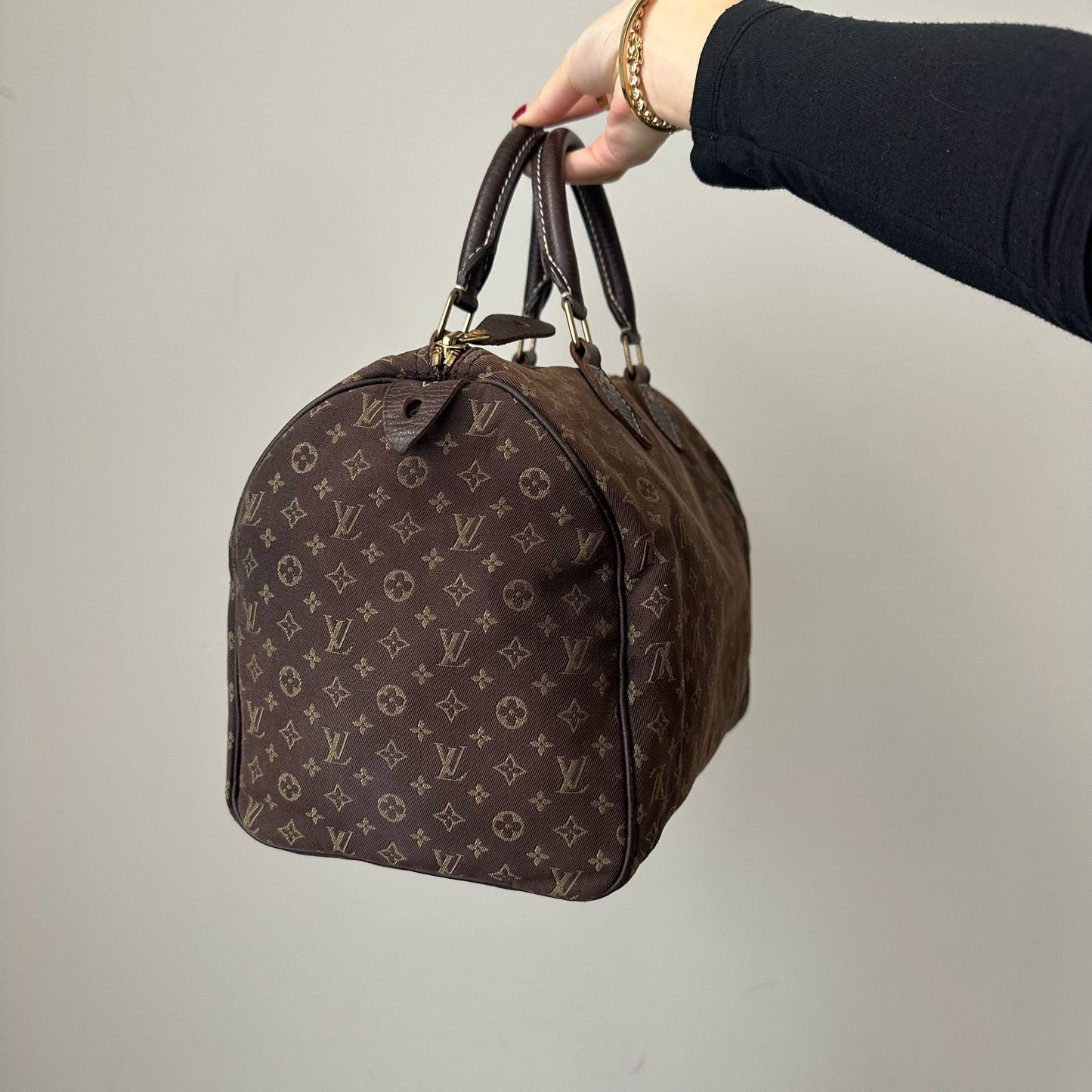 Louis Vuitton Mini Lin Brown Monogram Speedy 30
