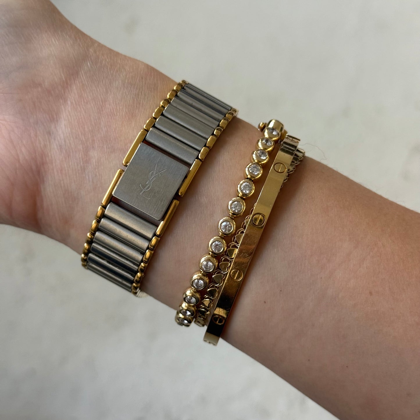 YSL 32mm Two Tone Script Number Watch