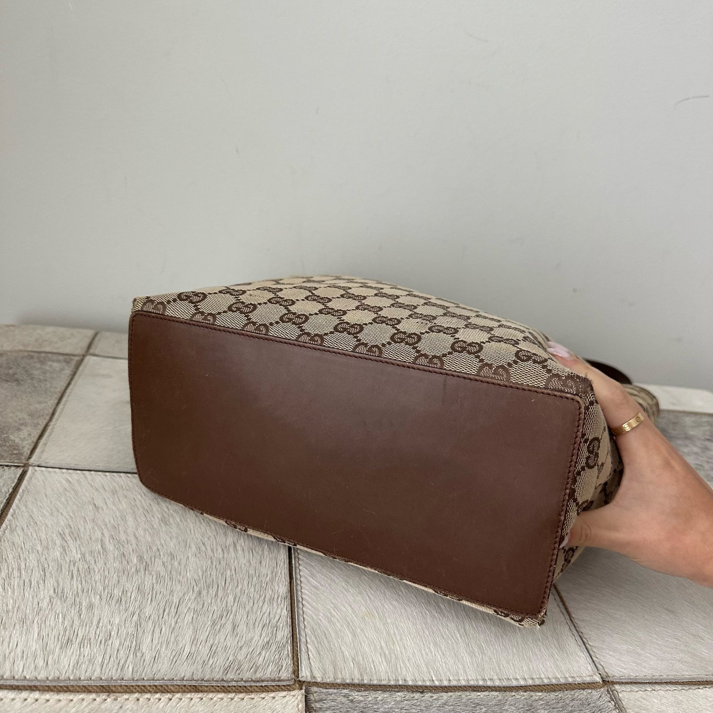 Gucci Brown Monogram Bucket Bag
