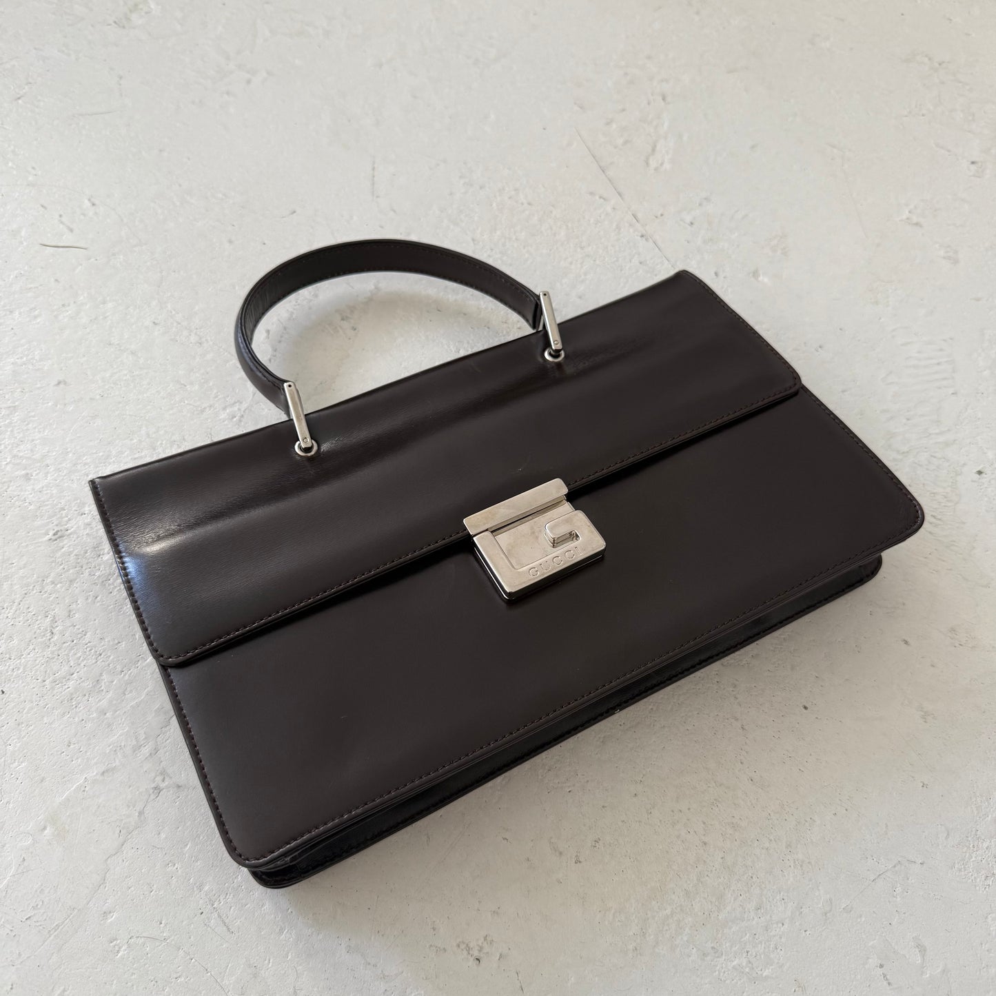 Gucci Tom Ford Era Black Leather G Top Handle Bag