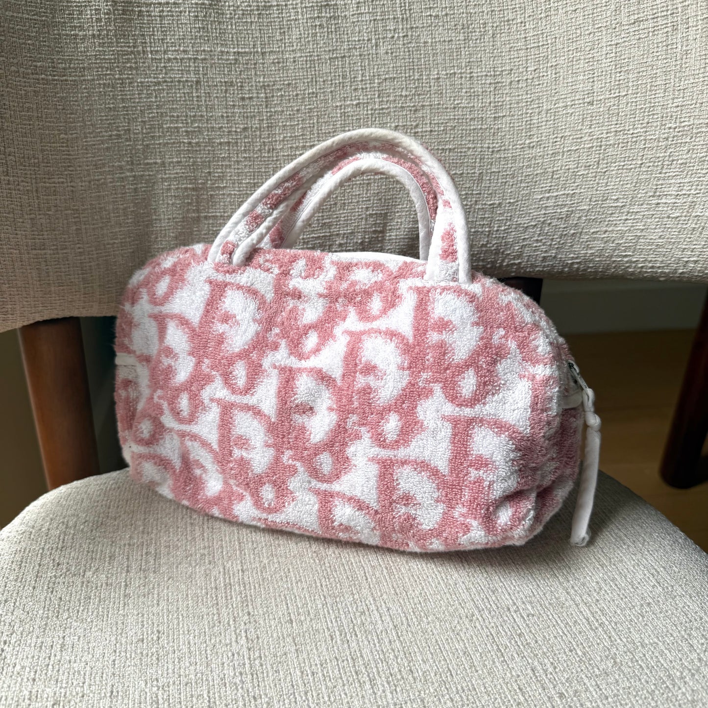 Christian Dior Pink Monogram Terry Cloth Bag