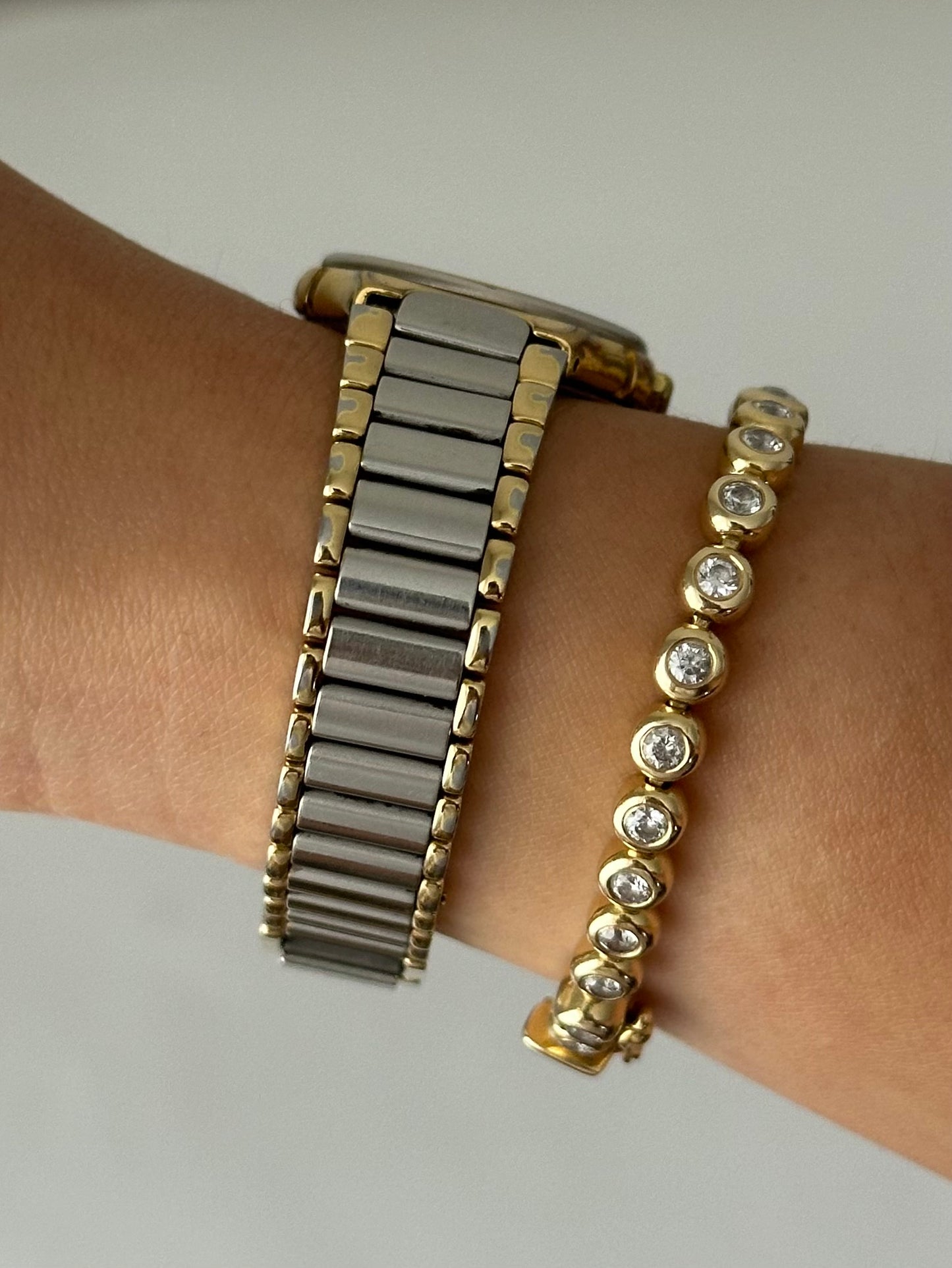 RARE YSL Gold Striped Two Tone Watch