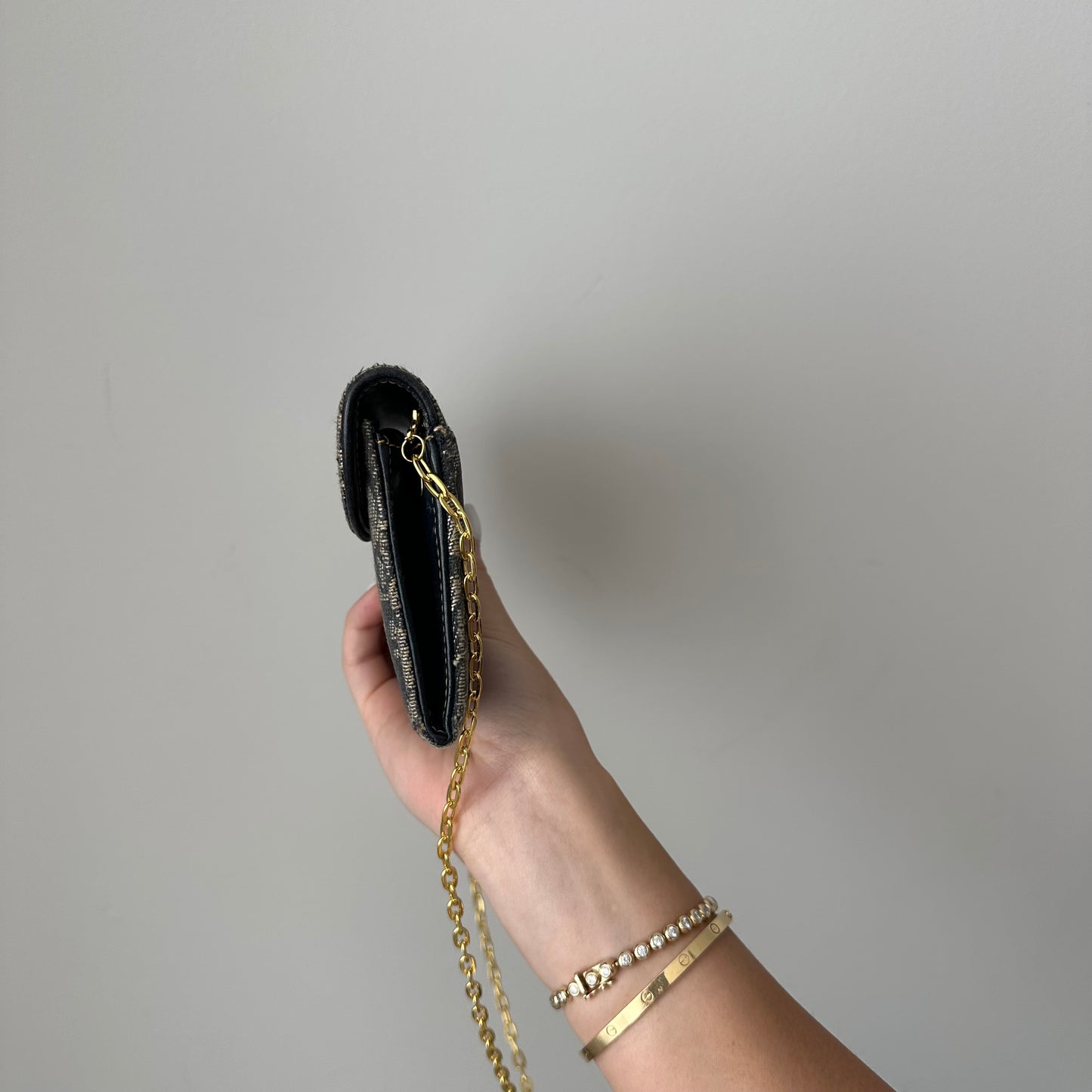 Christian Dior Saddle Navy Monogram Wallet On Chain