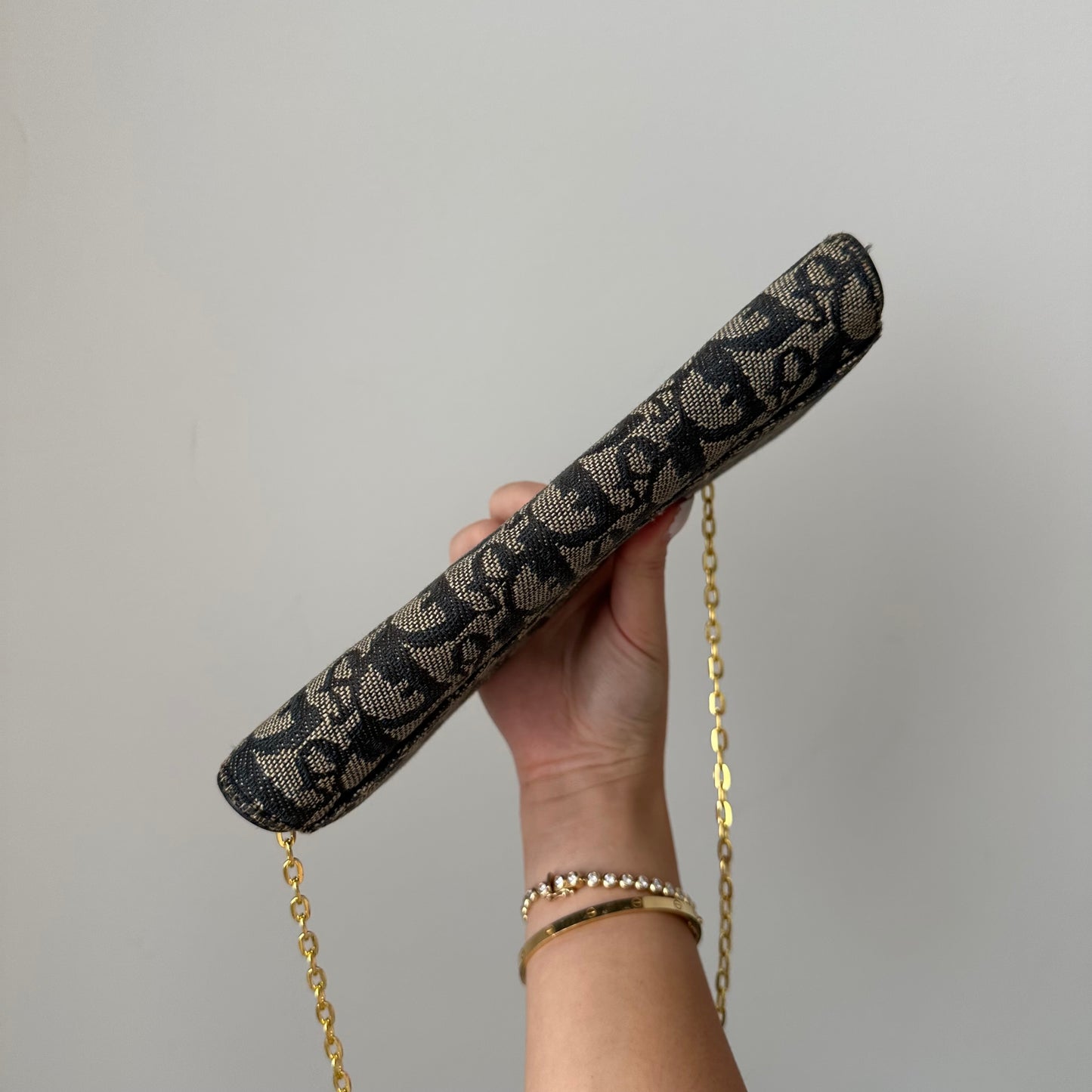Christian Dior Saddle Navy Monogram Wallet On Chain