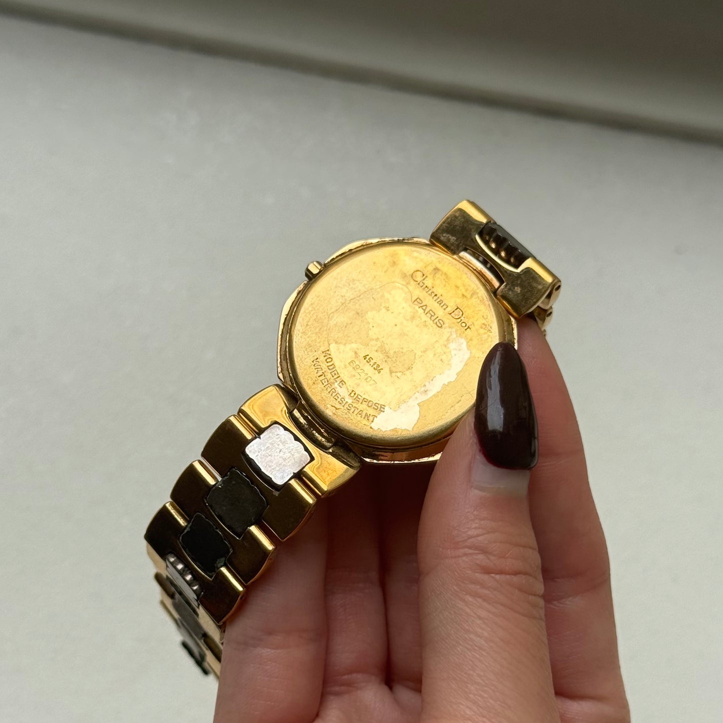 Christian Dior 32mm Gold Octagon Two Tone Crystal Watch