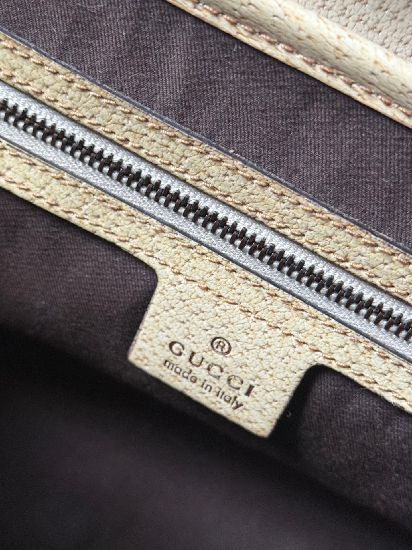 Gucci White Monogram Rose Gold Bamboo Bullet Bag