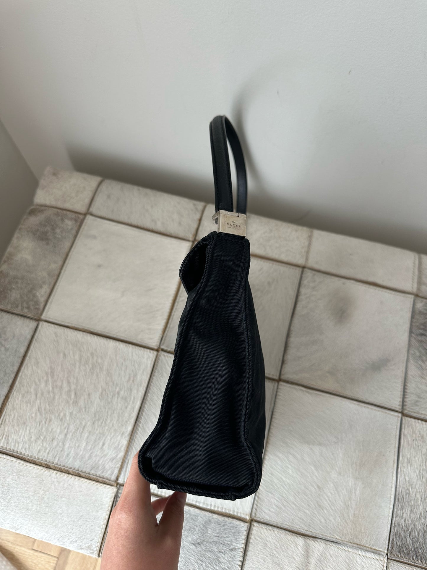 Gucci Black Nylon Jackie Flap Bag