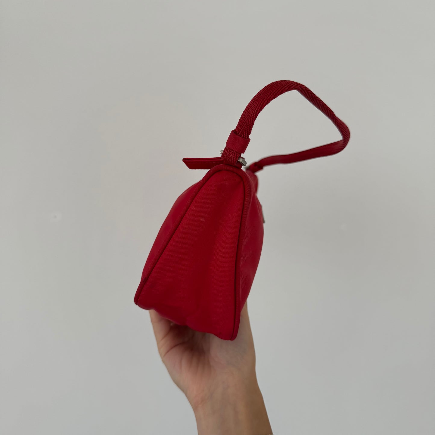 Prada Red Nylon Small Pochette Bag