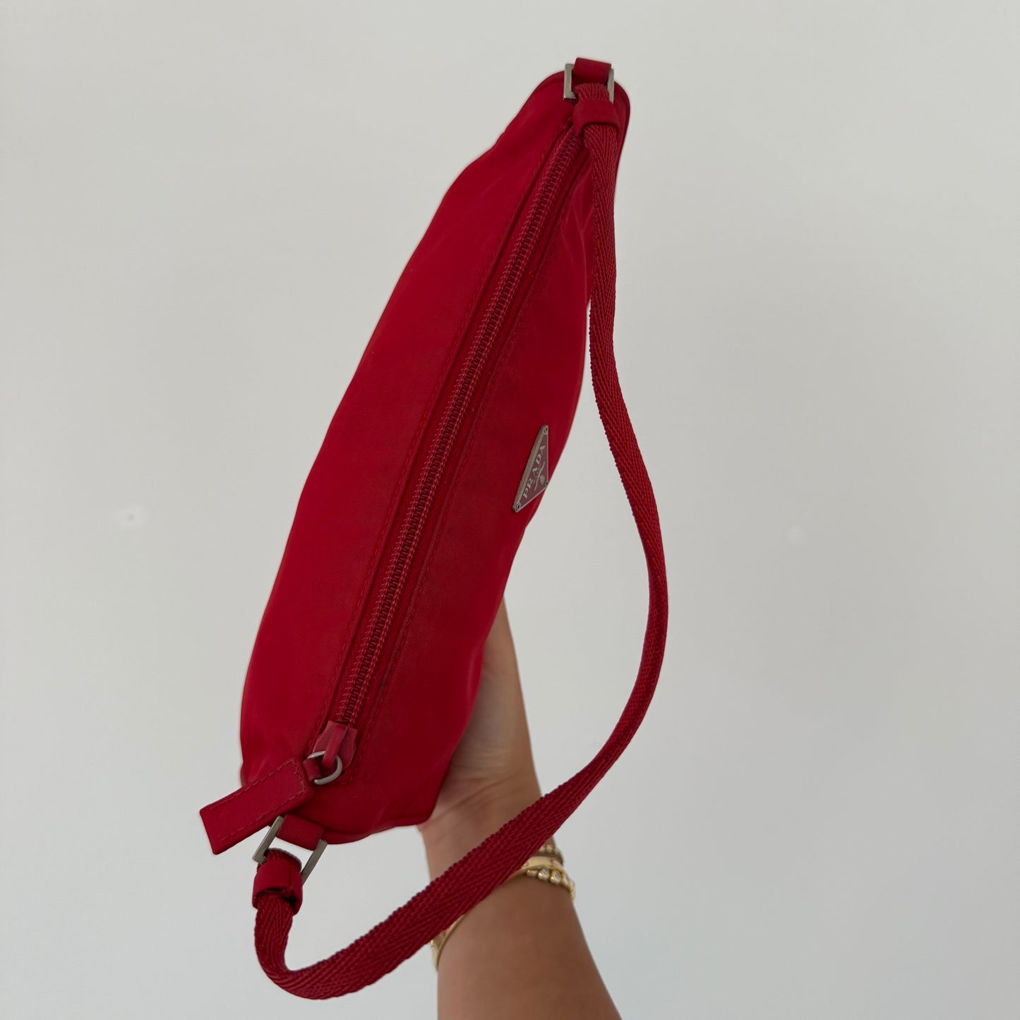Prada Red Nylon Small Pochette Bag