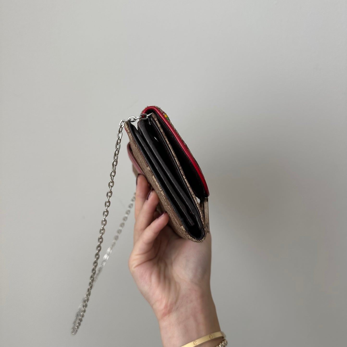 Christian Dior Rasta Print Saddle Wallet On Chain