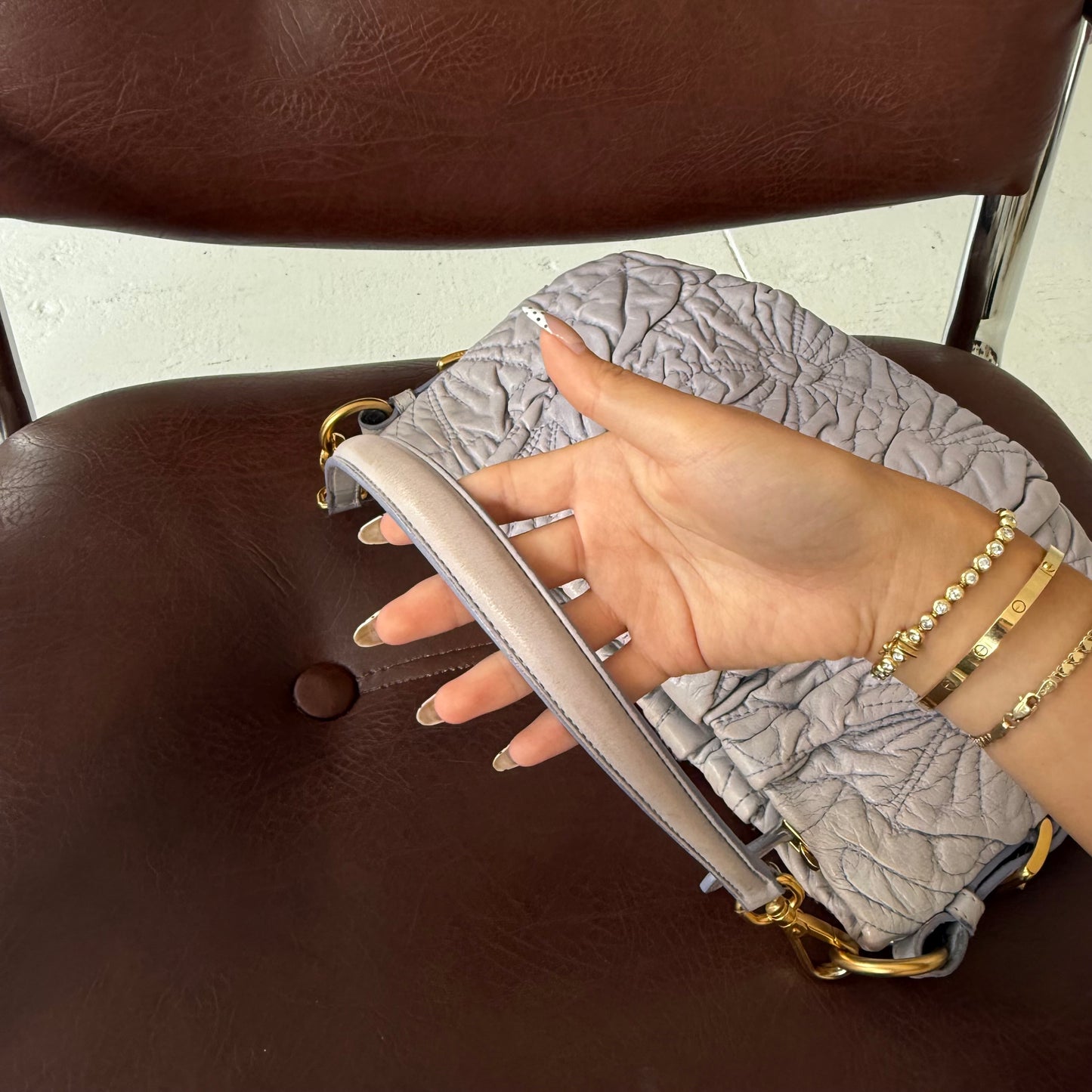 RARE Prada Floral Embroidered Leather Shoulder Bag